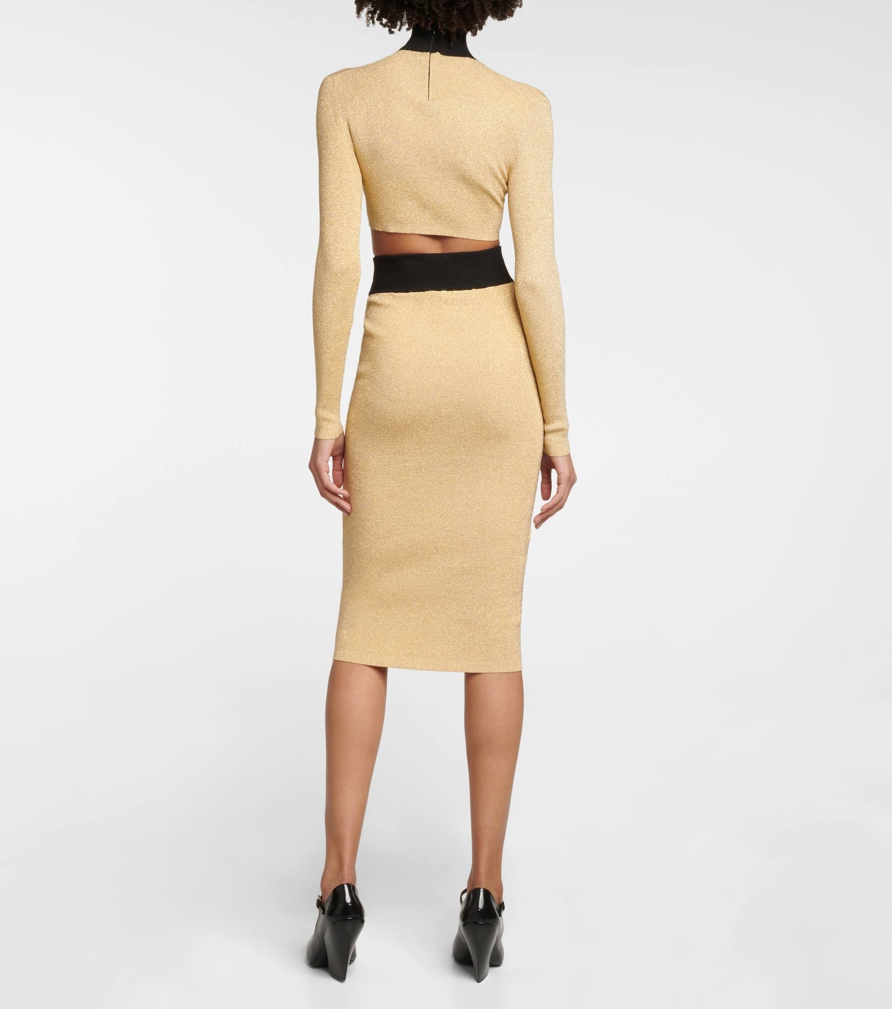 Lamé cropped turtleneck sweater - 3