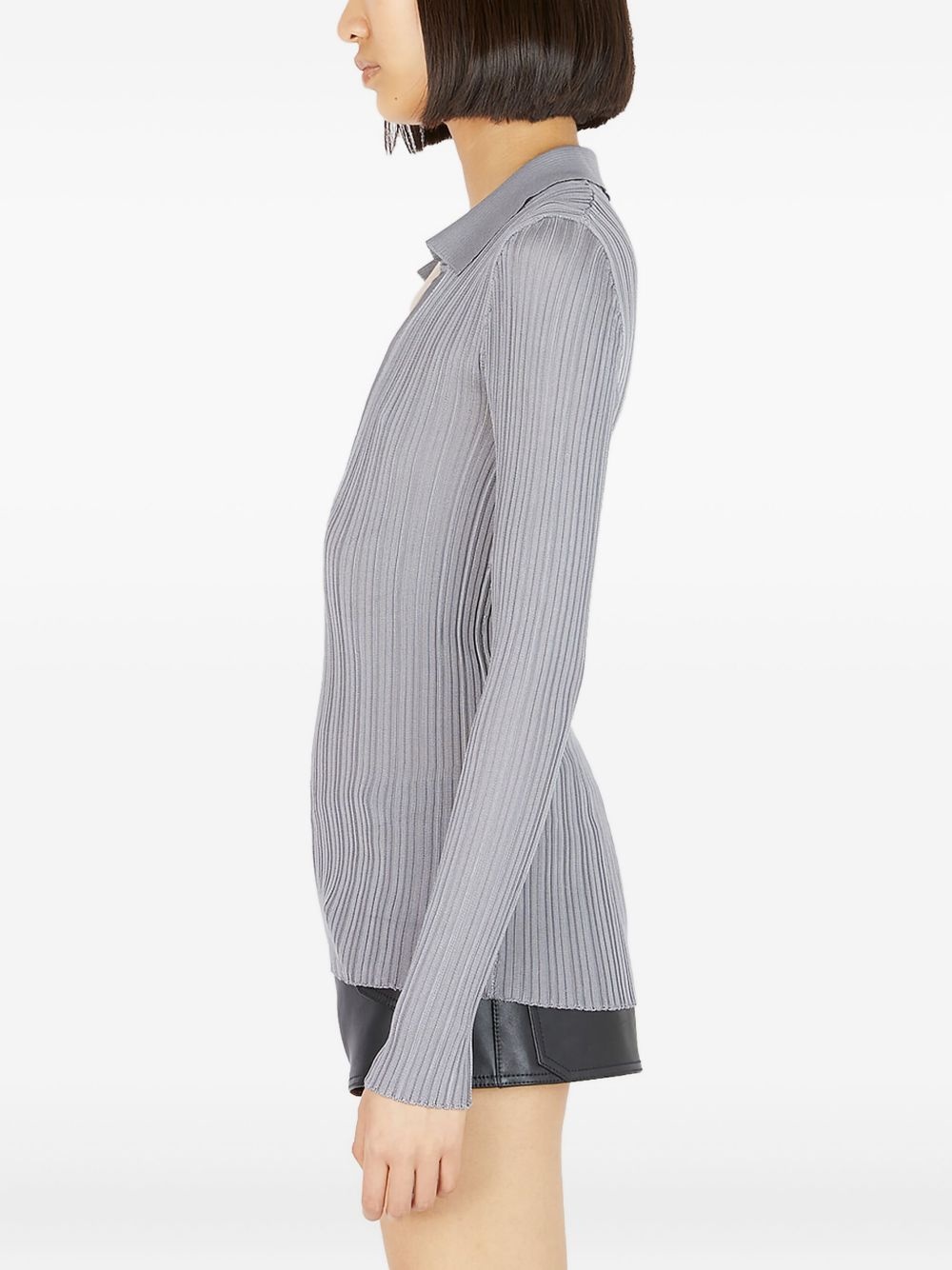 ribbed polo-neck top - 3