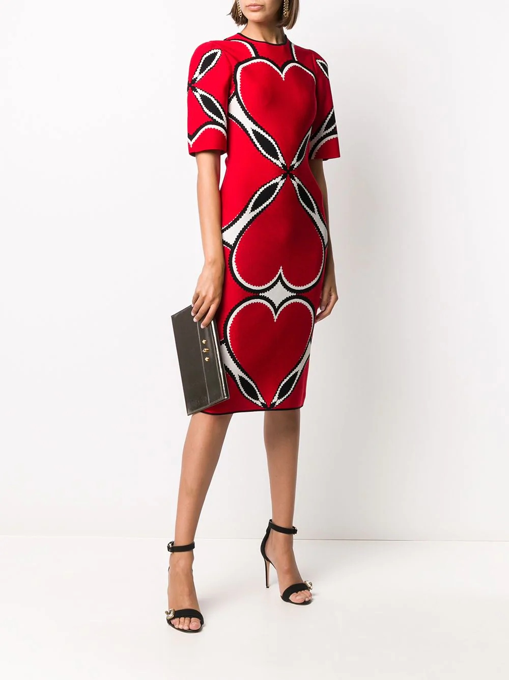 heart intarsia fitted dress - 2