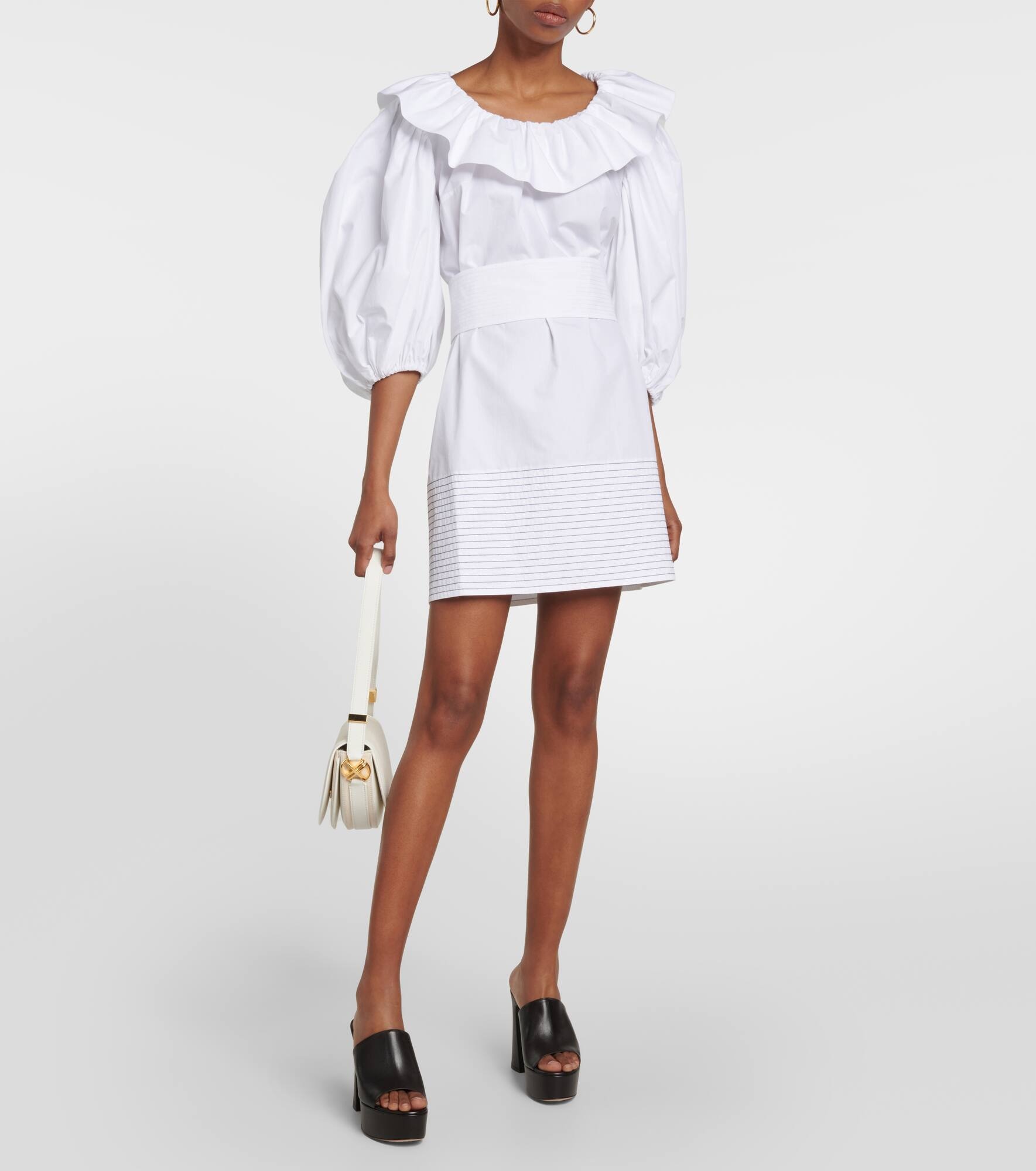 Puff-sleeve cotton minidress - 2