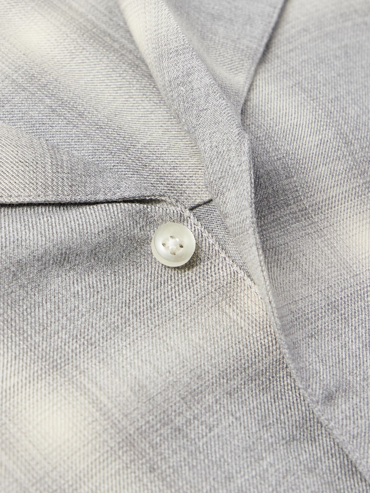 Eren Camp-Collar Checked Ramie Shirt Gray - 5