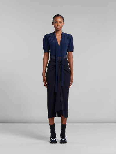 Marni BLUE CRÊPE DE CHINE DRESS WITH DRAPING outlook