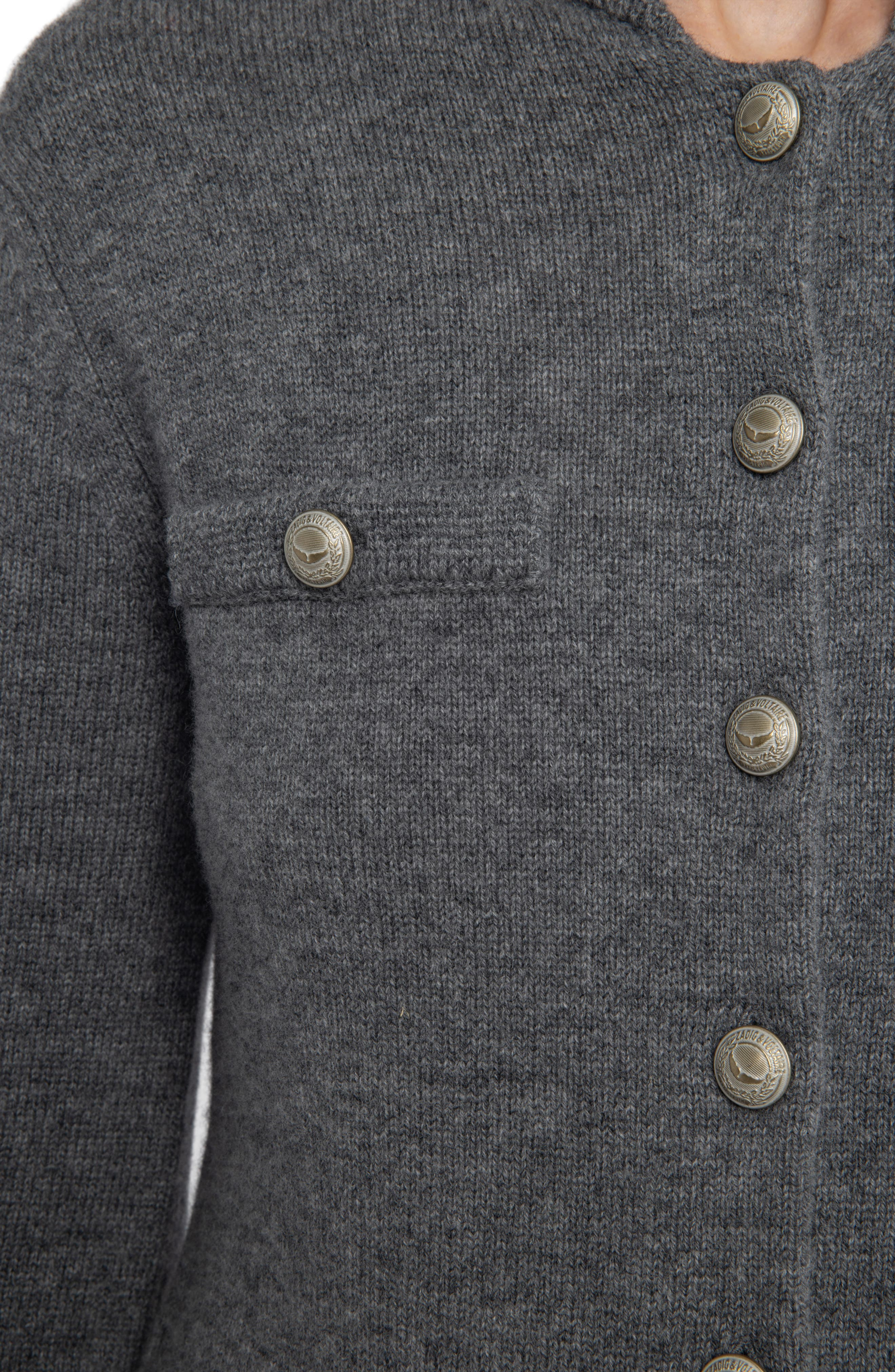 Zadig & Voltaire Lucy Wool & Cashmere Cardigan in Anthracite at Nordstrom - 4