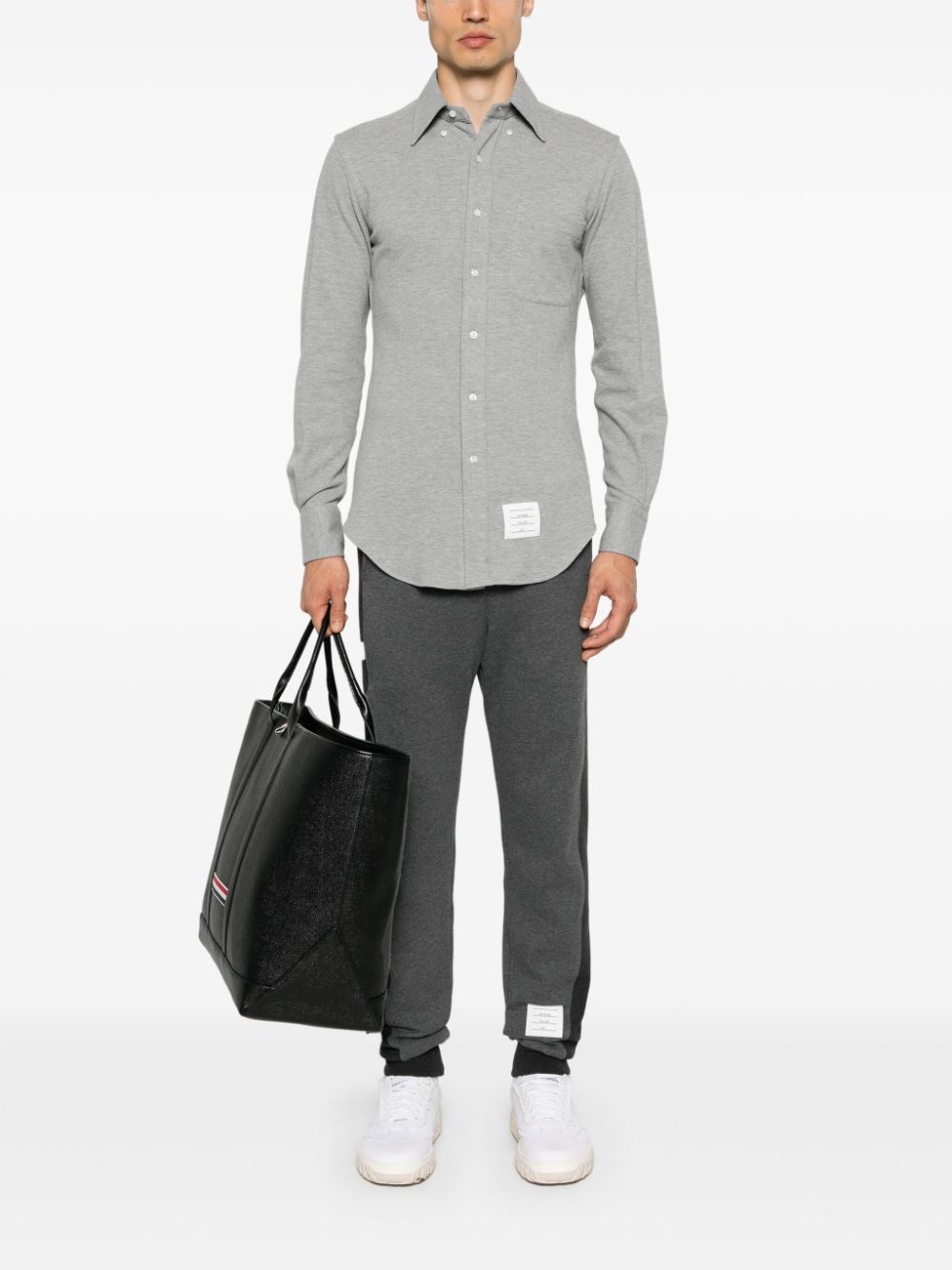 mélange-effect piqué shirt - 2
