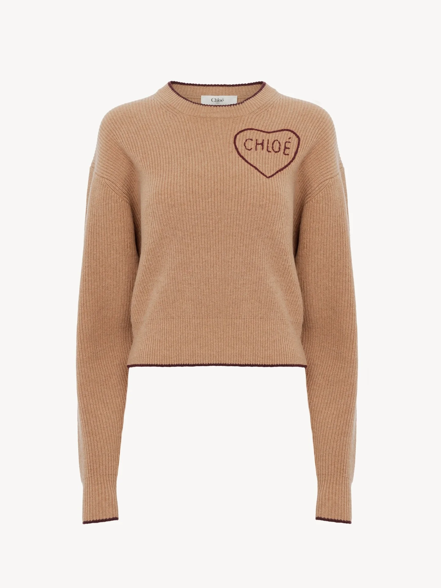 CROPPED FITTED LOGO SWEATER IN A WOOL & CASHMERE KNIT - 1