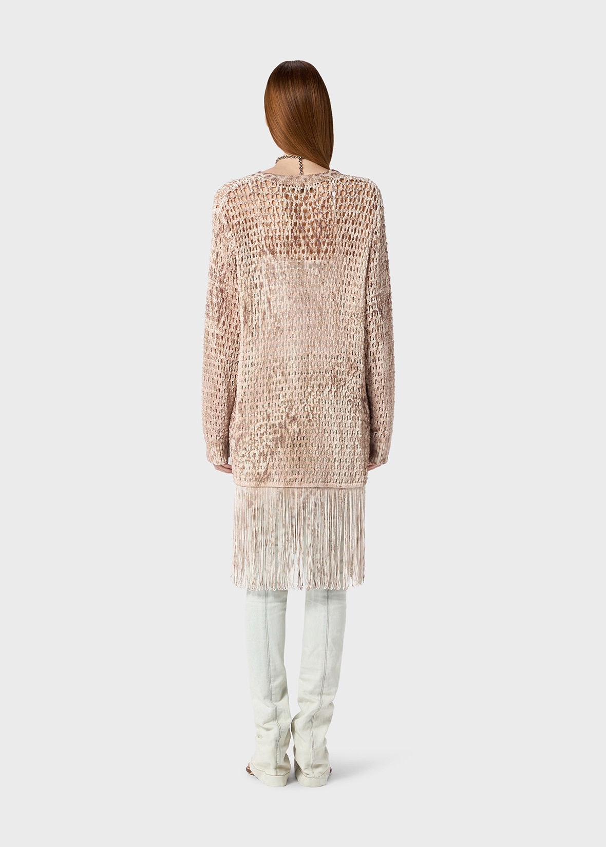 MESH-EFFECT CARDIGAN WITH FRINGES - 4