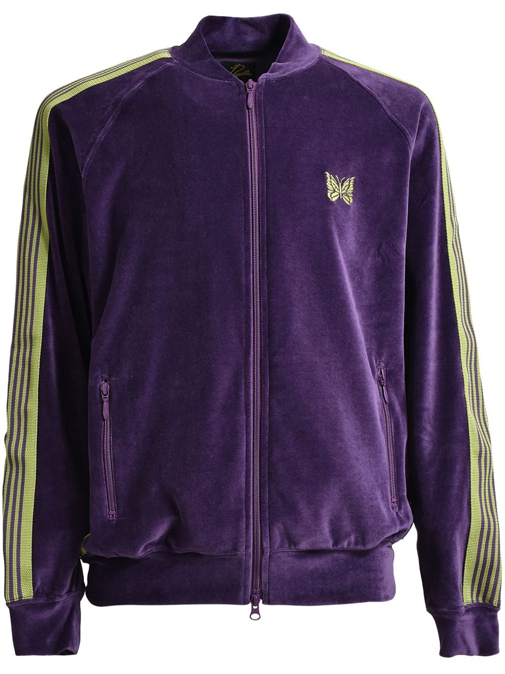 side-stripe velour track jacket - 1