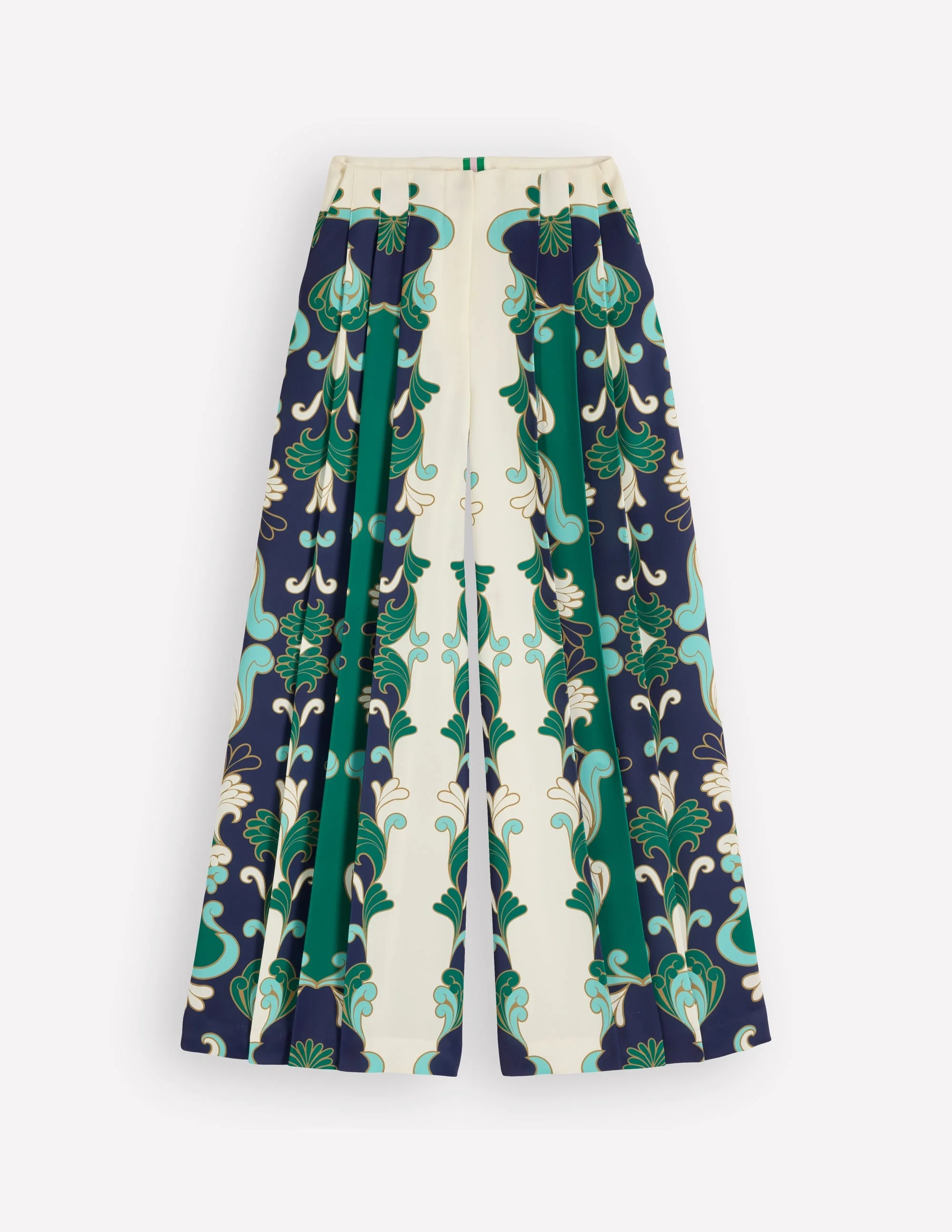 Regent Wide Leg Pants-Ivory, Foliage Whirl - 1