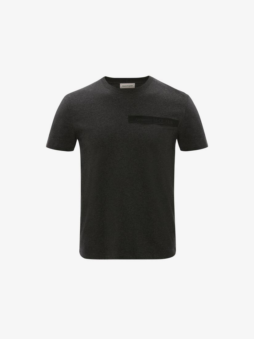 Selvedge Logo Tape Detail T-shirt in Charcoal - 1