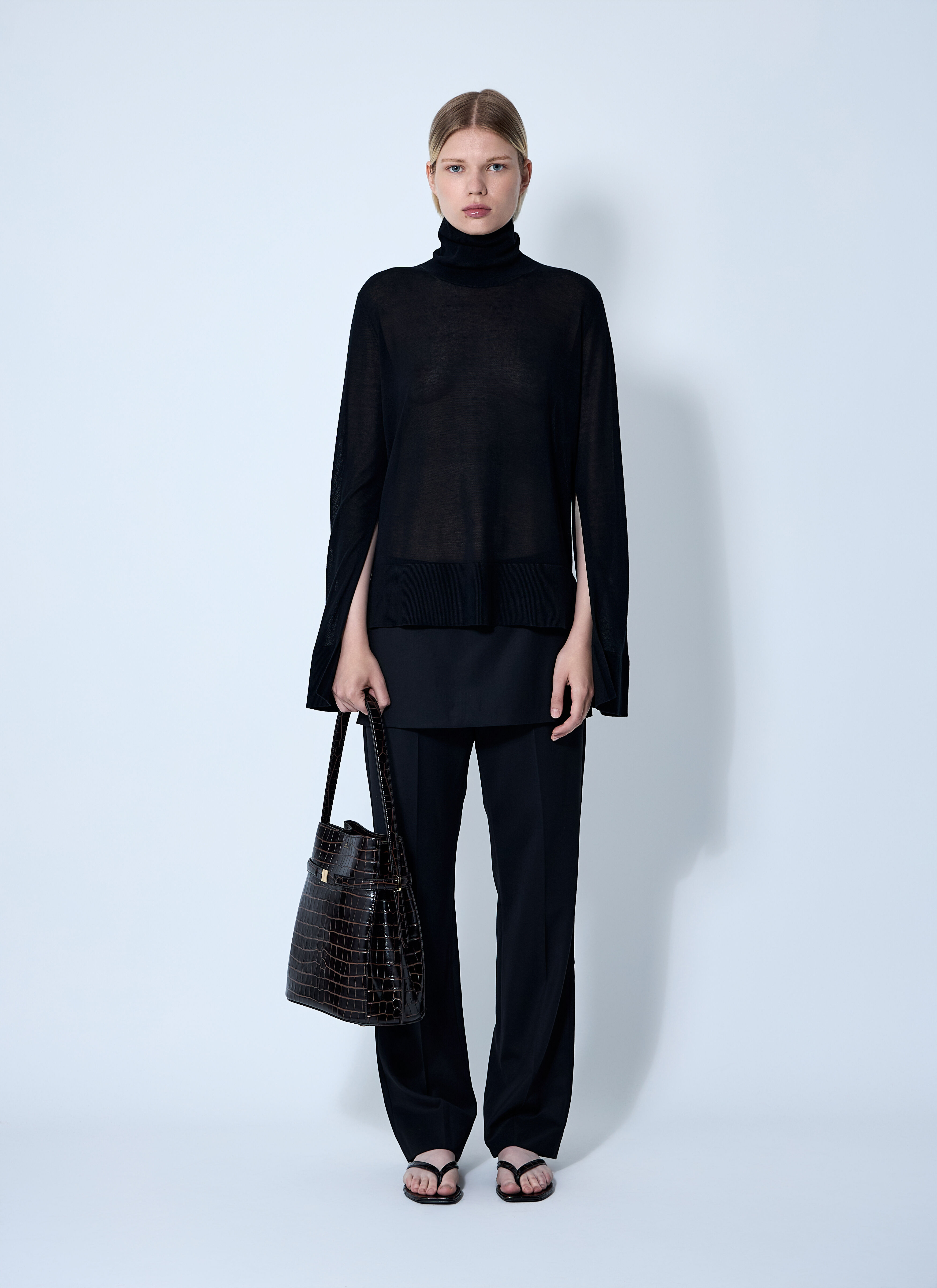Slit Sleeve Turtleneck - 2