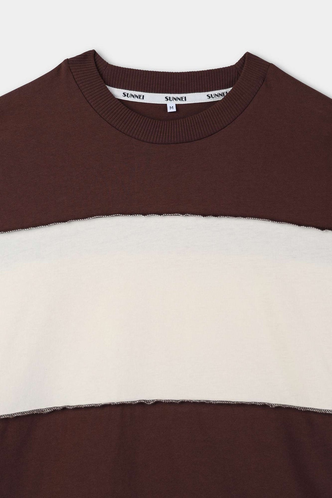 PANEL LONGSLEEVE T-SHIRT / brown & cream stripes - 5