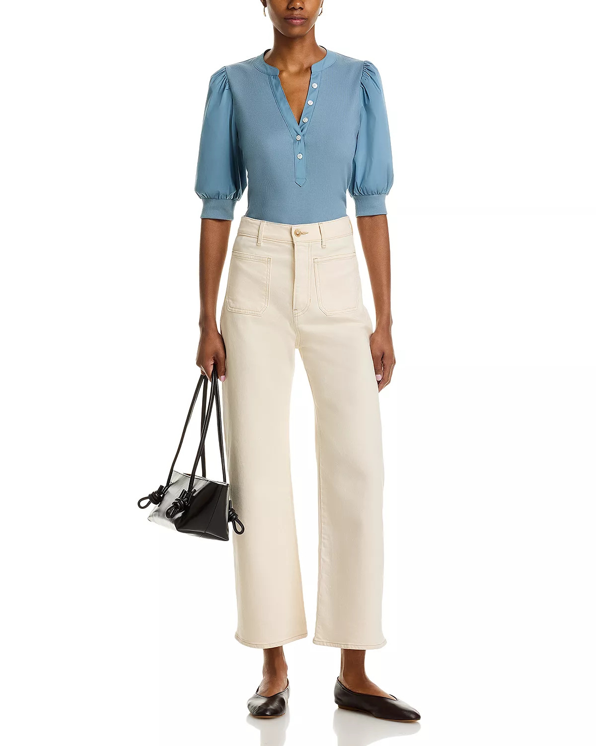 Coralee Mixed Media Puff Sleeve Top - 2