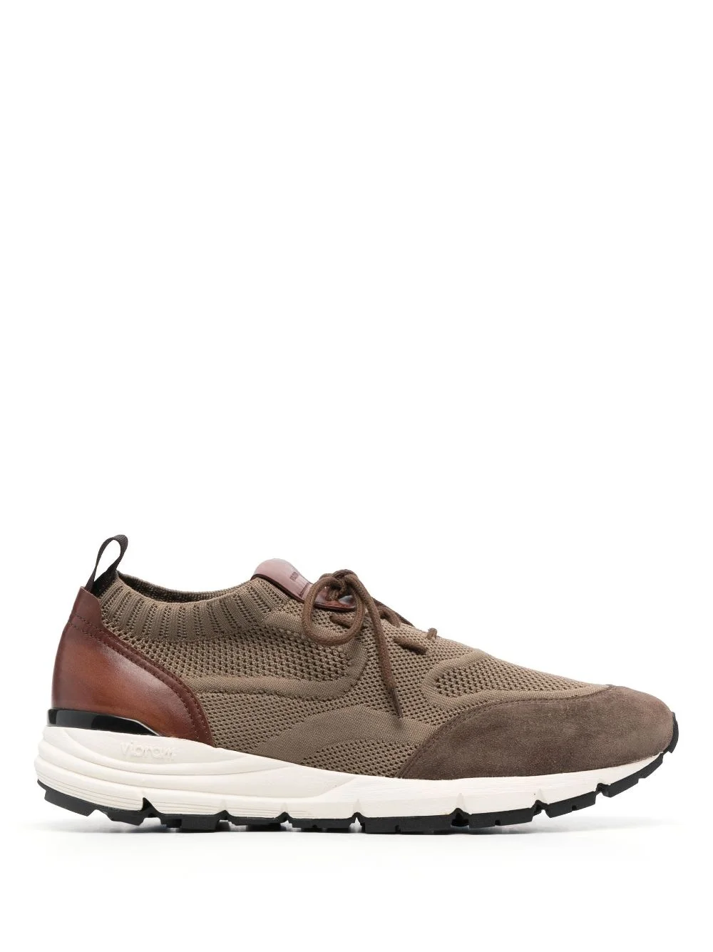 knitted-upper leather sneakers - 1