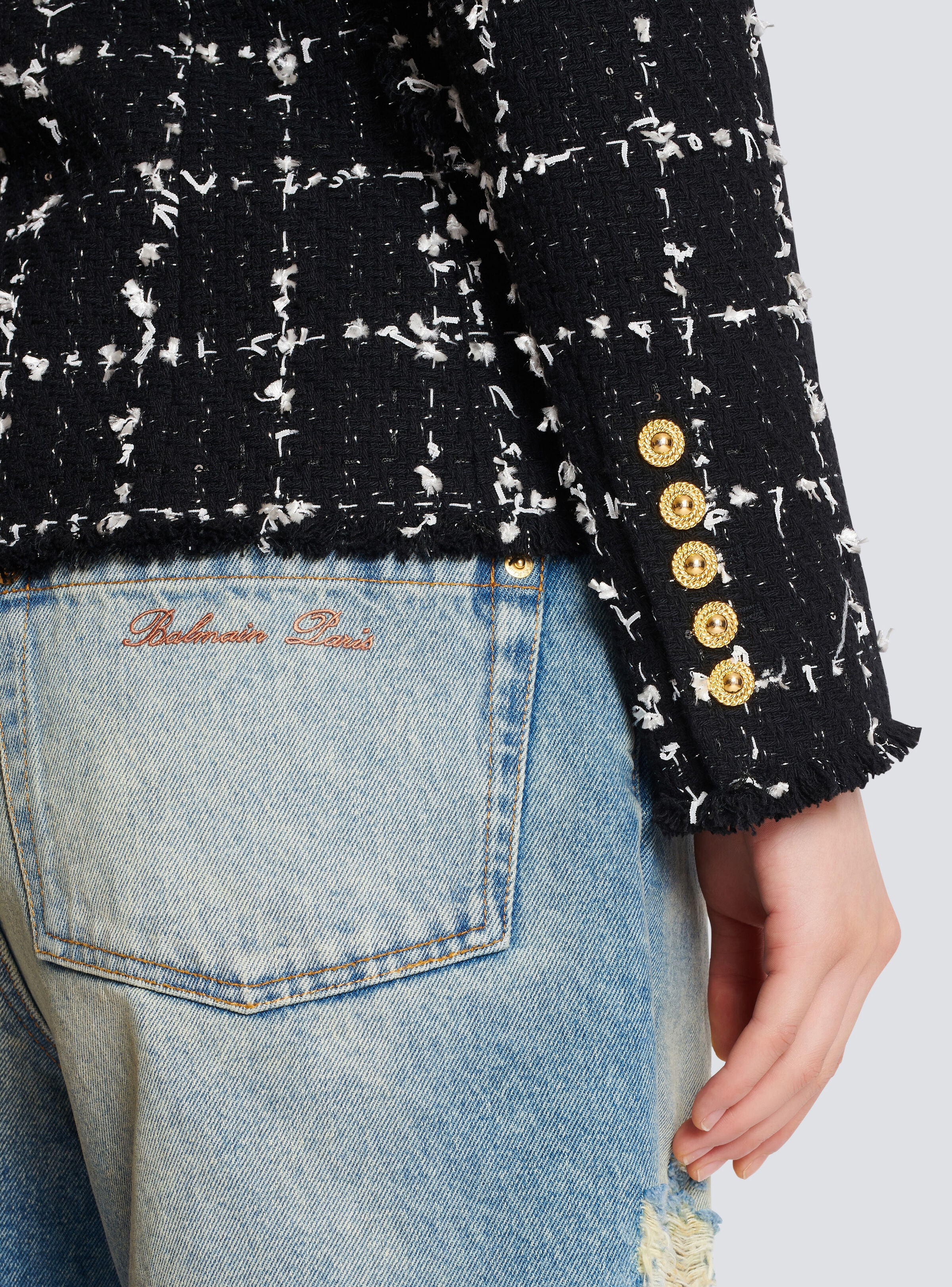 Check tweed 6-button jacket - 6
