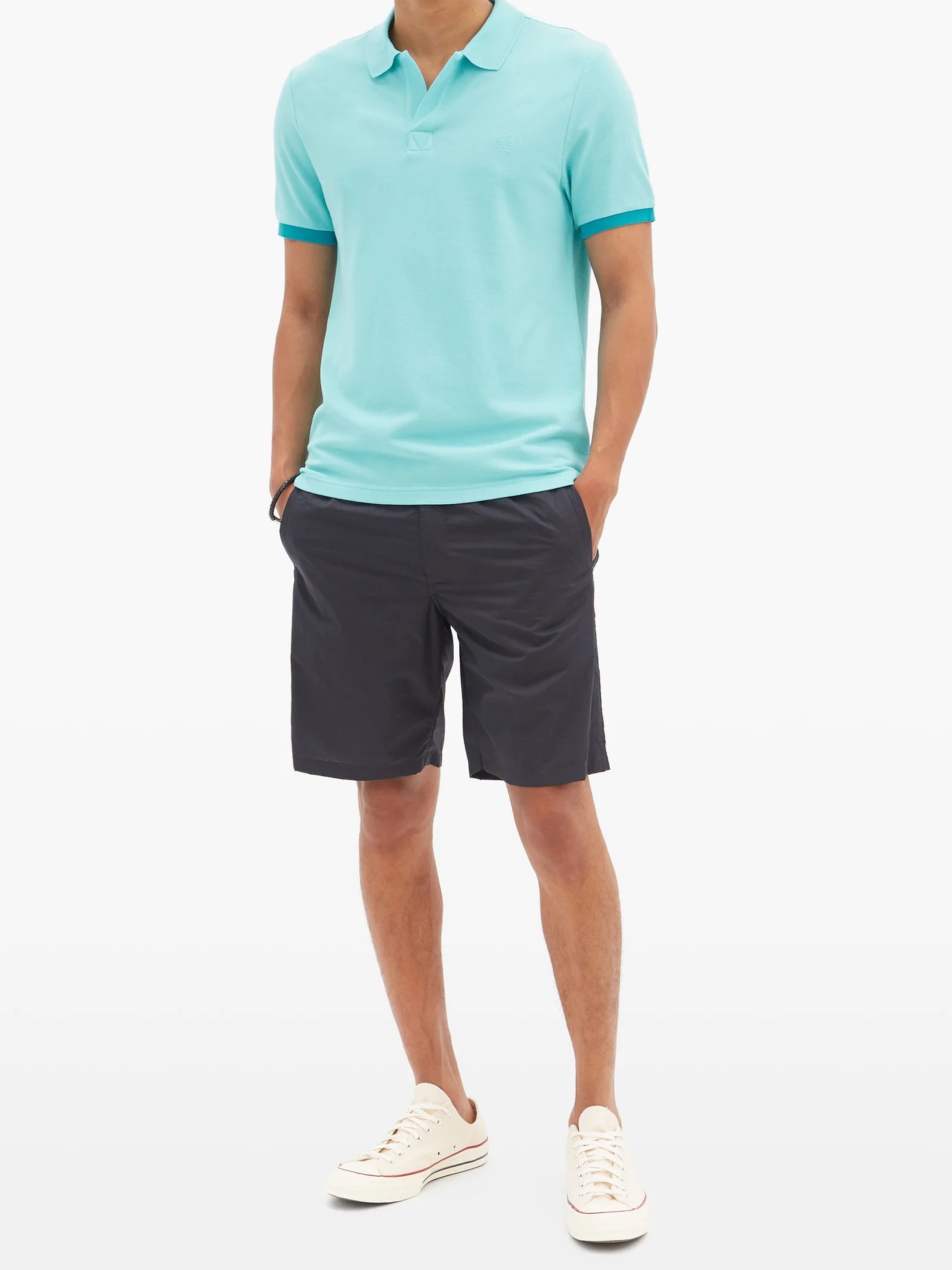 Palatin two-tone cotton-piqué polo shirt - 2