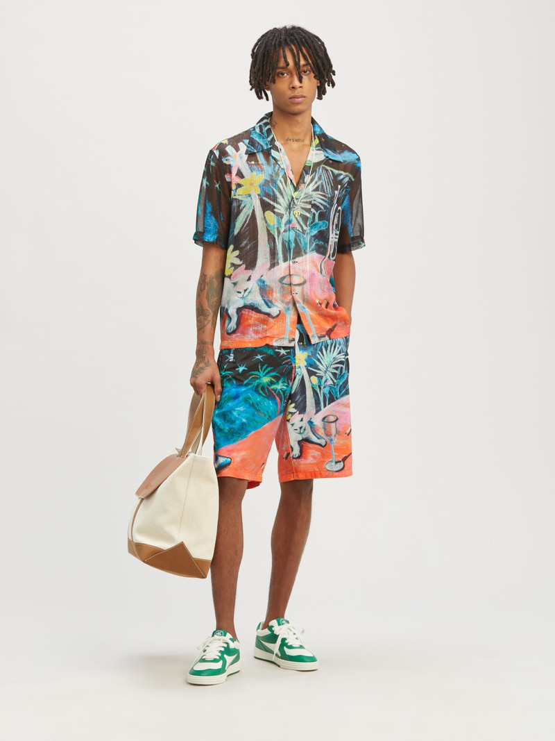 Palm Angels Oil On Canvas Long Swimshorts outlook