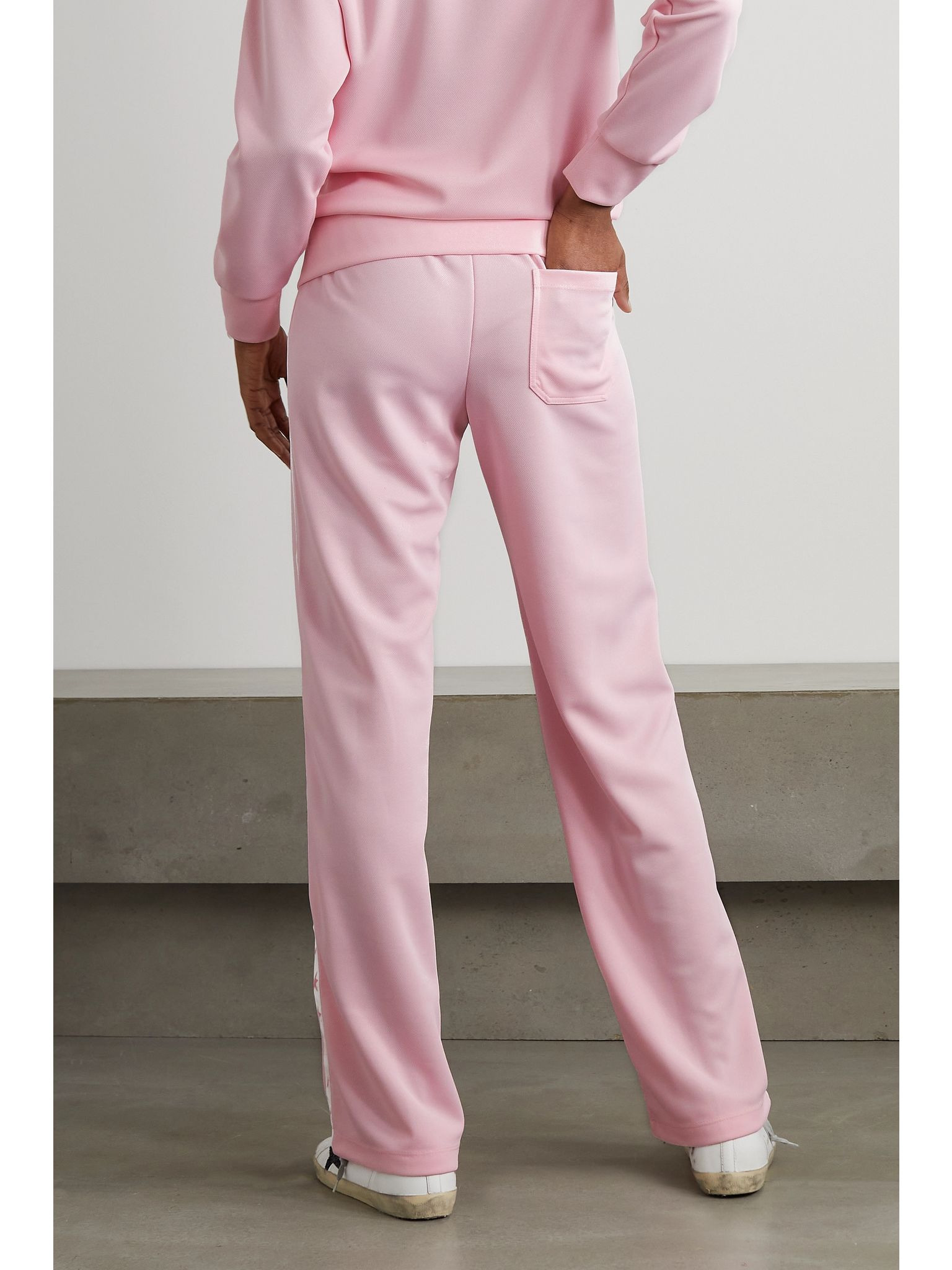 Webbing-trimmed piqué track pants Pink - 3