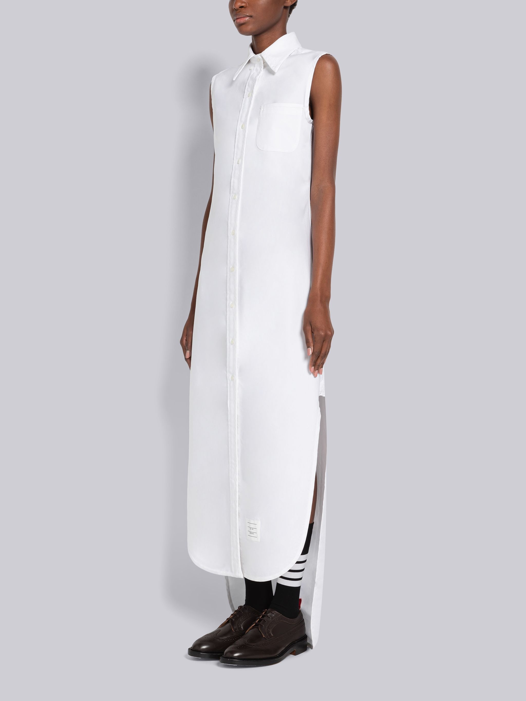 Oxford Sleeveless Back Stripe Shirtdress - 2