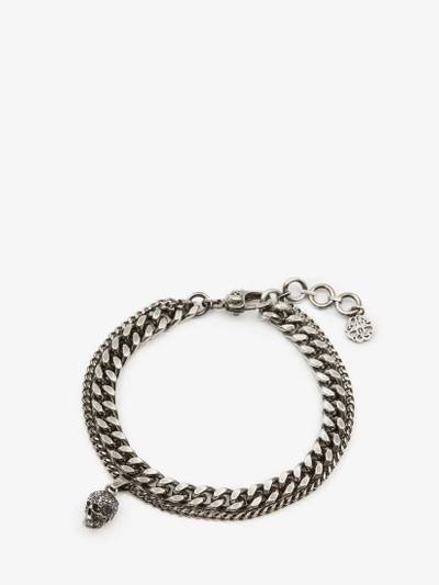 Alexander McQueen Men's Pave Skull Chain Bracelet in Antique Silver outlook