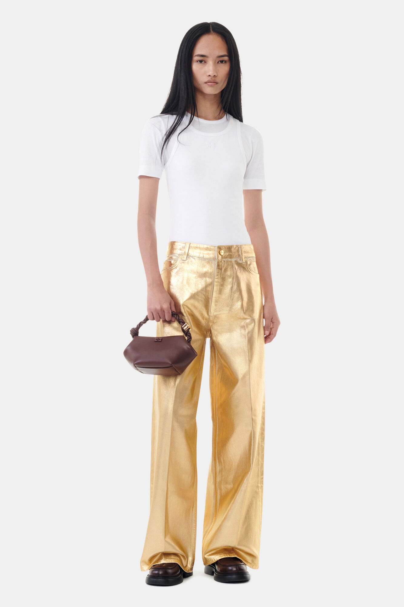 GOLD FOIL WIDE JEANS - 2