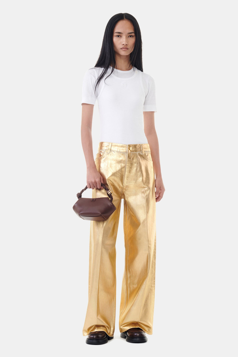 GANNI GOLD FOIL WIDE JEANS outlook