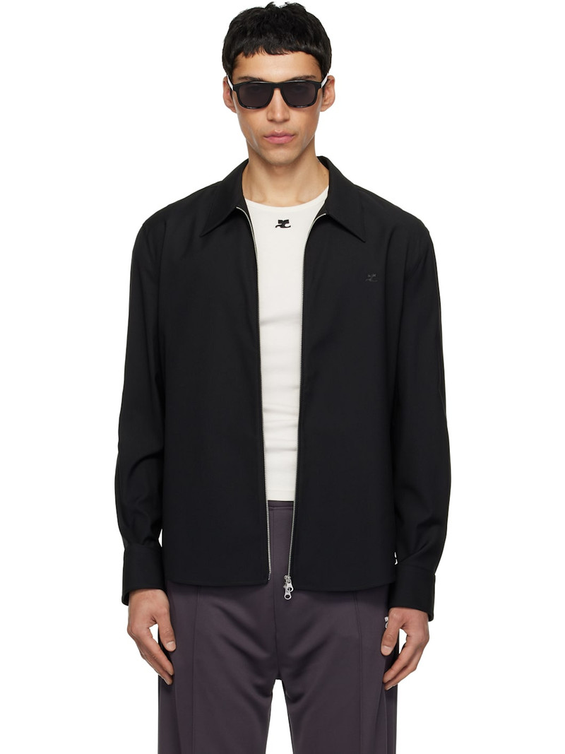 Black Zipped Twill Shirt Jacket 1