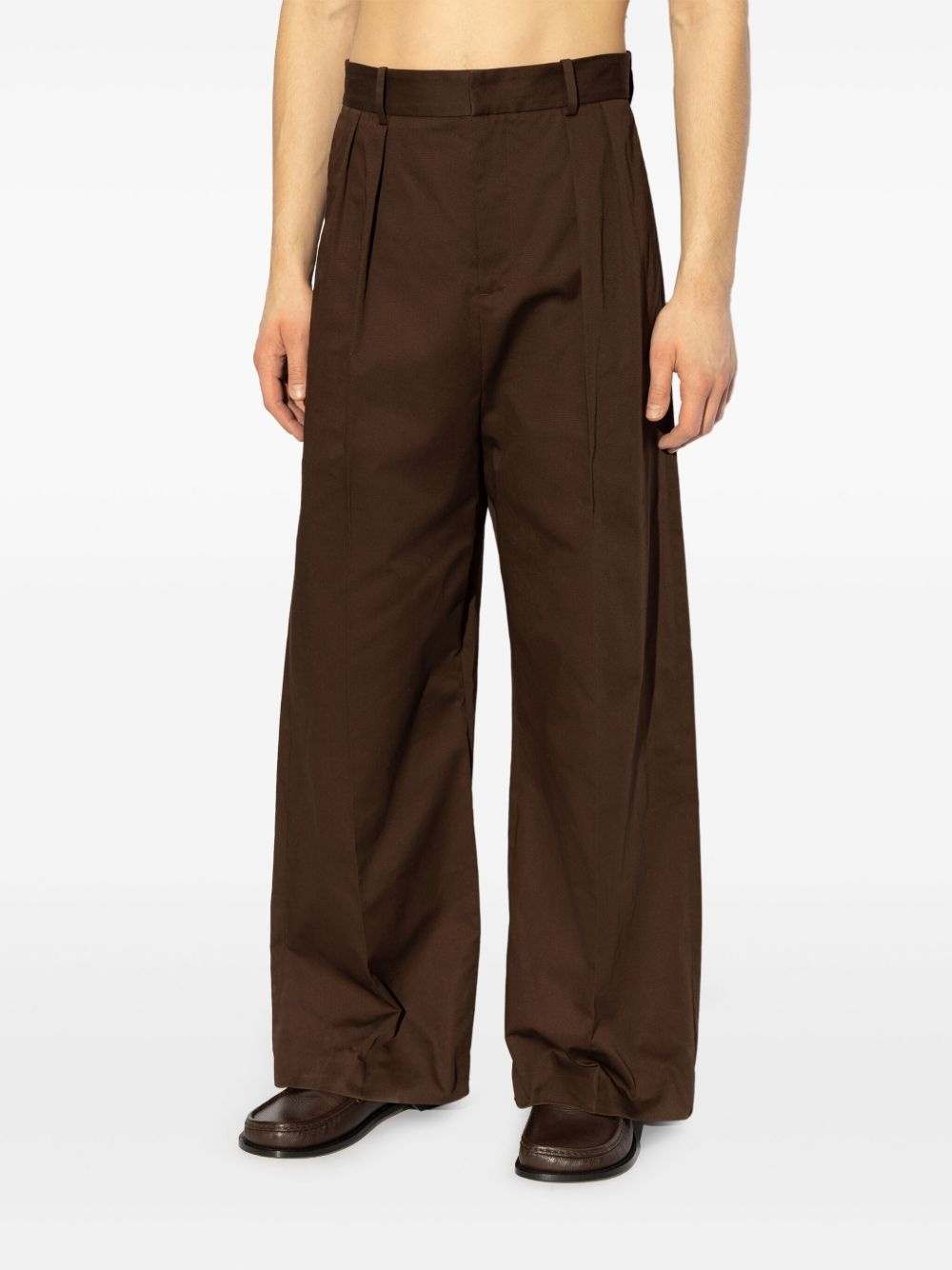 cotton wide-leg trousers - 3