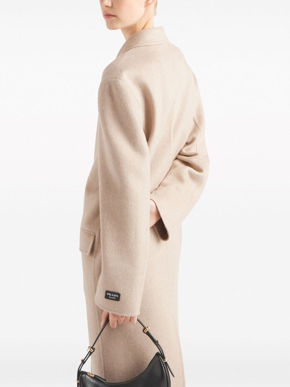 double-breasted velour cashmere coat - 5