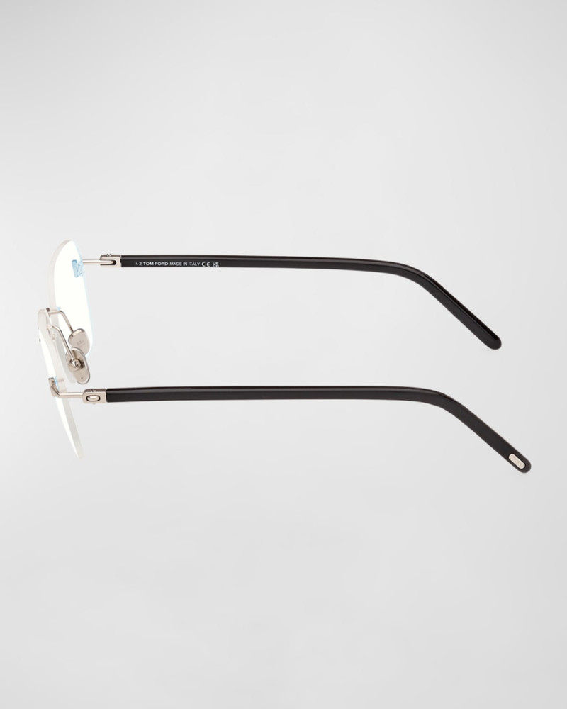 Rimless Mixed-Media Rectangle Sunglasses 4