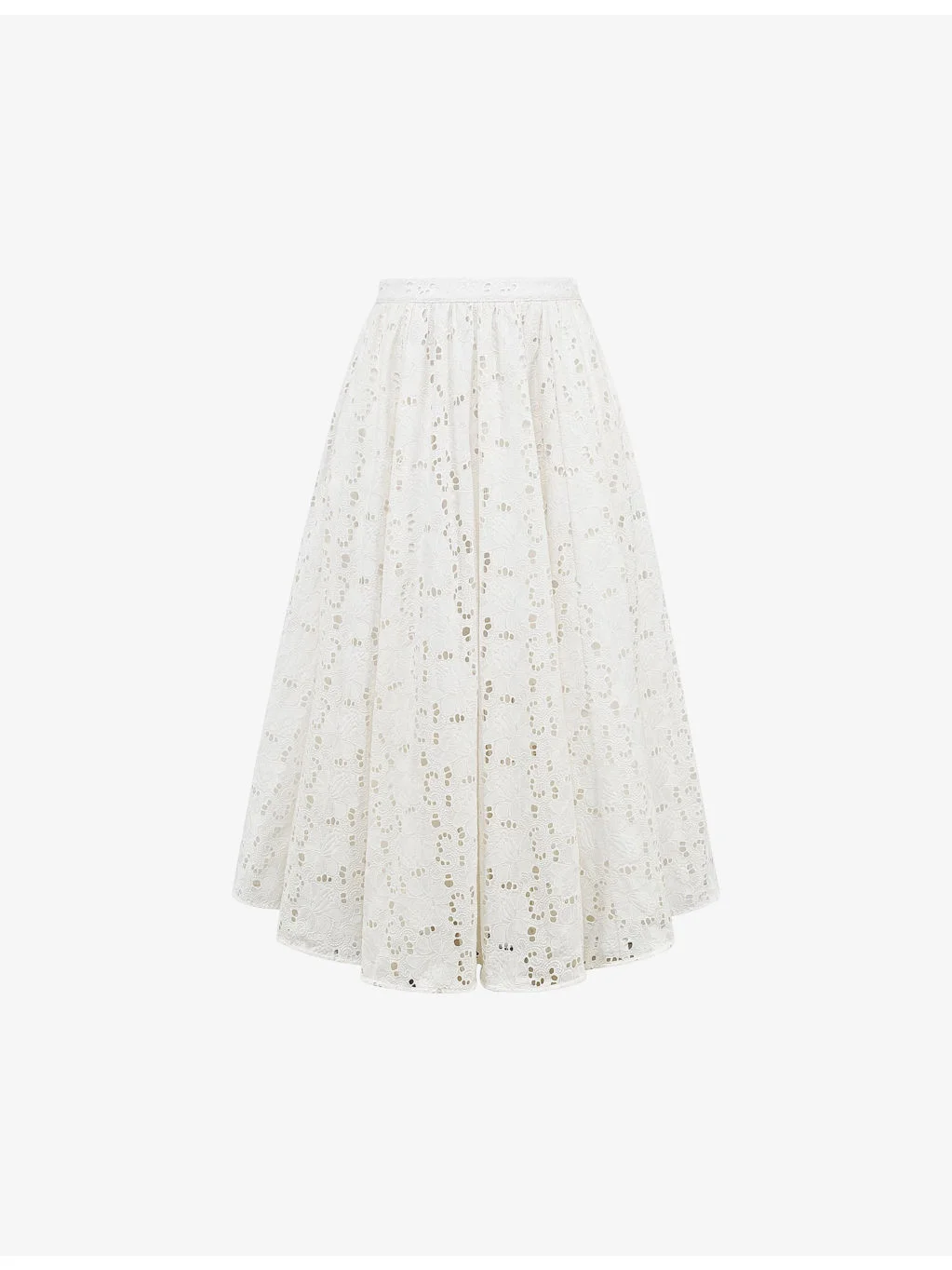 Francine broderie-anglaise high-rise cotton midi skirt - 1