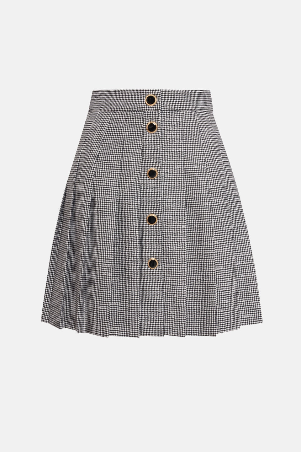 LUREX WOOL PIED DE POULE PLEATED MINI SKIRT - 1