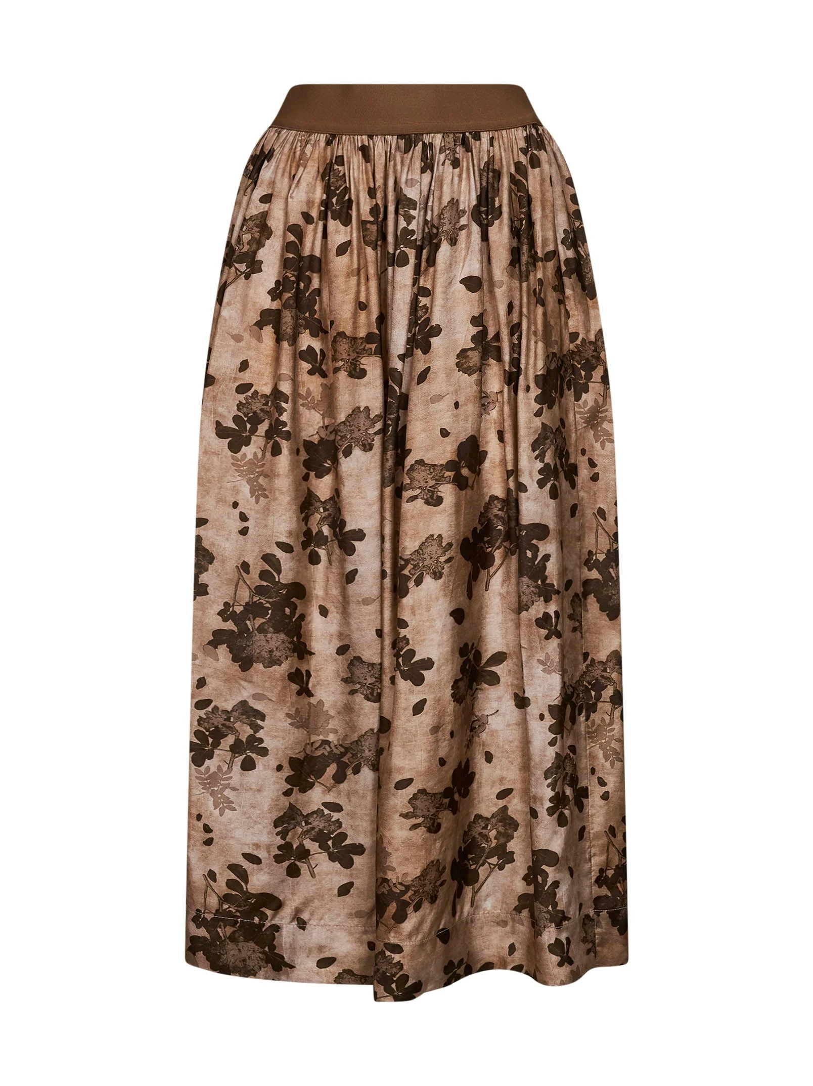 Tan and brown floral moulay Gillian midi skirt - 1