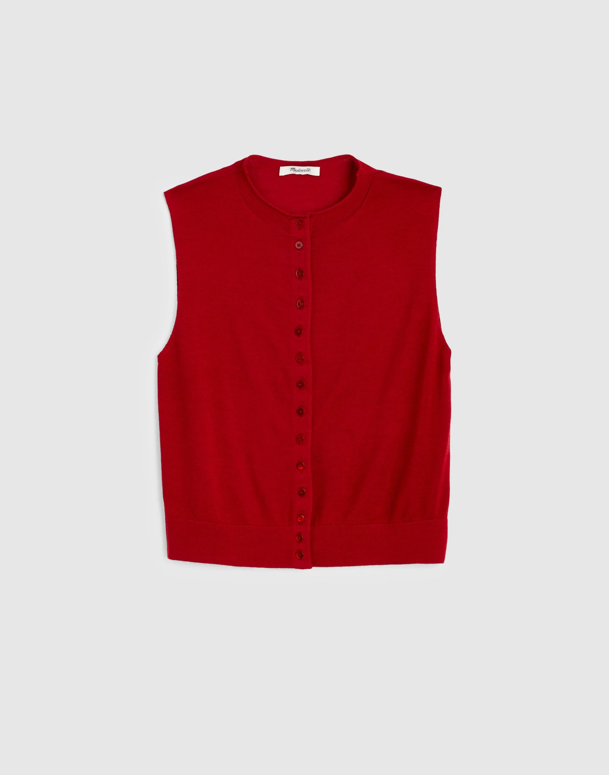 Button-Front Sleeveless Cardigan - 1