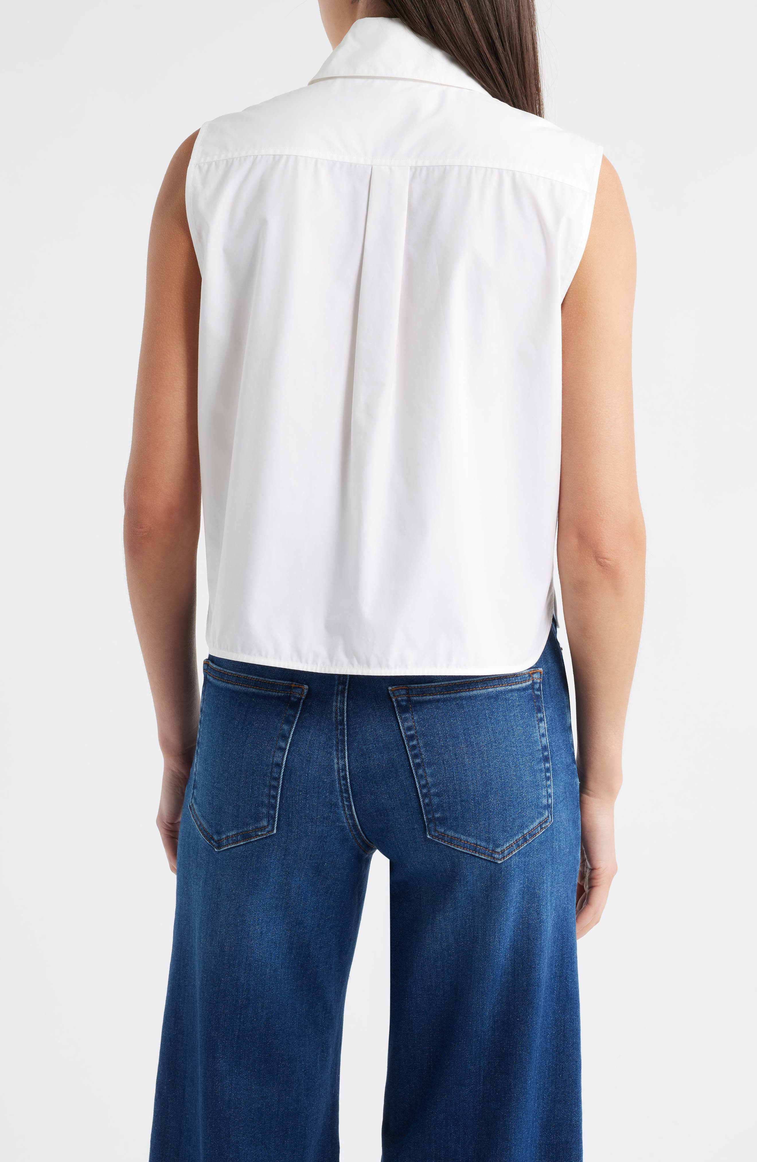 FRAME The Prep Embellished Sleeveless Button-Up Shirt in White at Nordstrom - 2