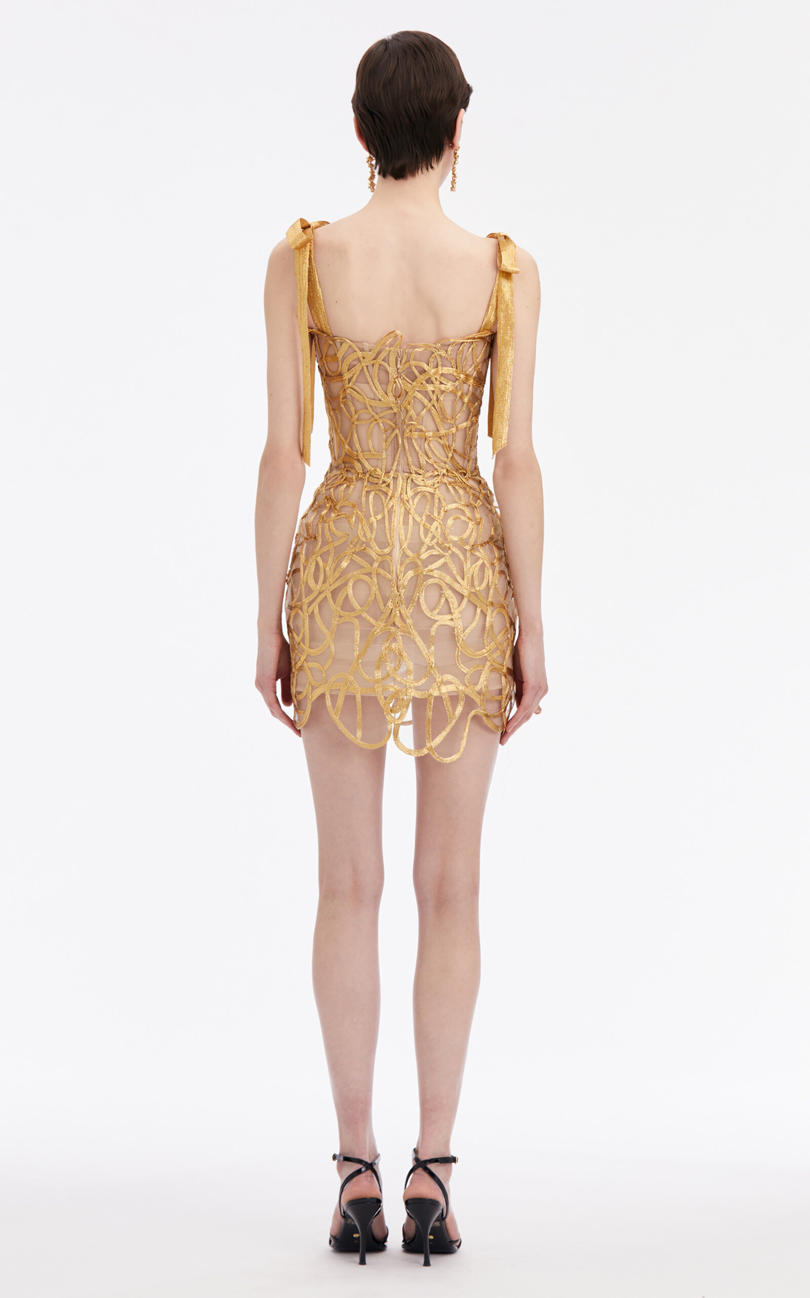 Metallic Embroidered Mini Dress gold - 4