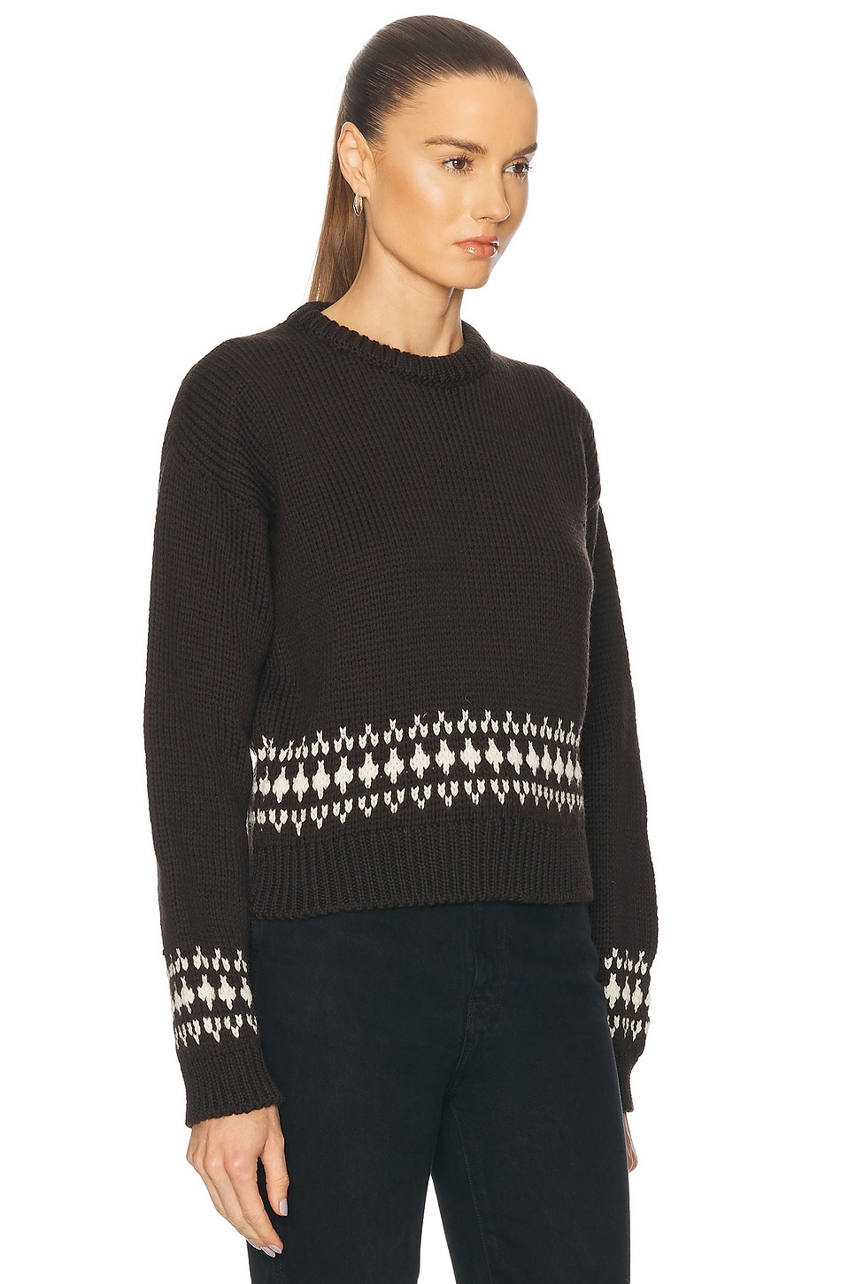 Fairisle Bottom Cropped Crewneck Sweater - 2