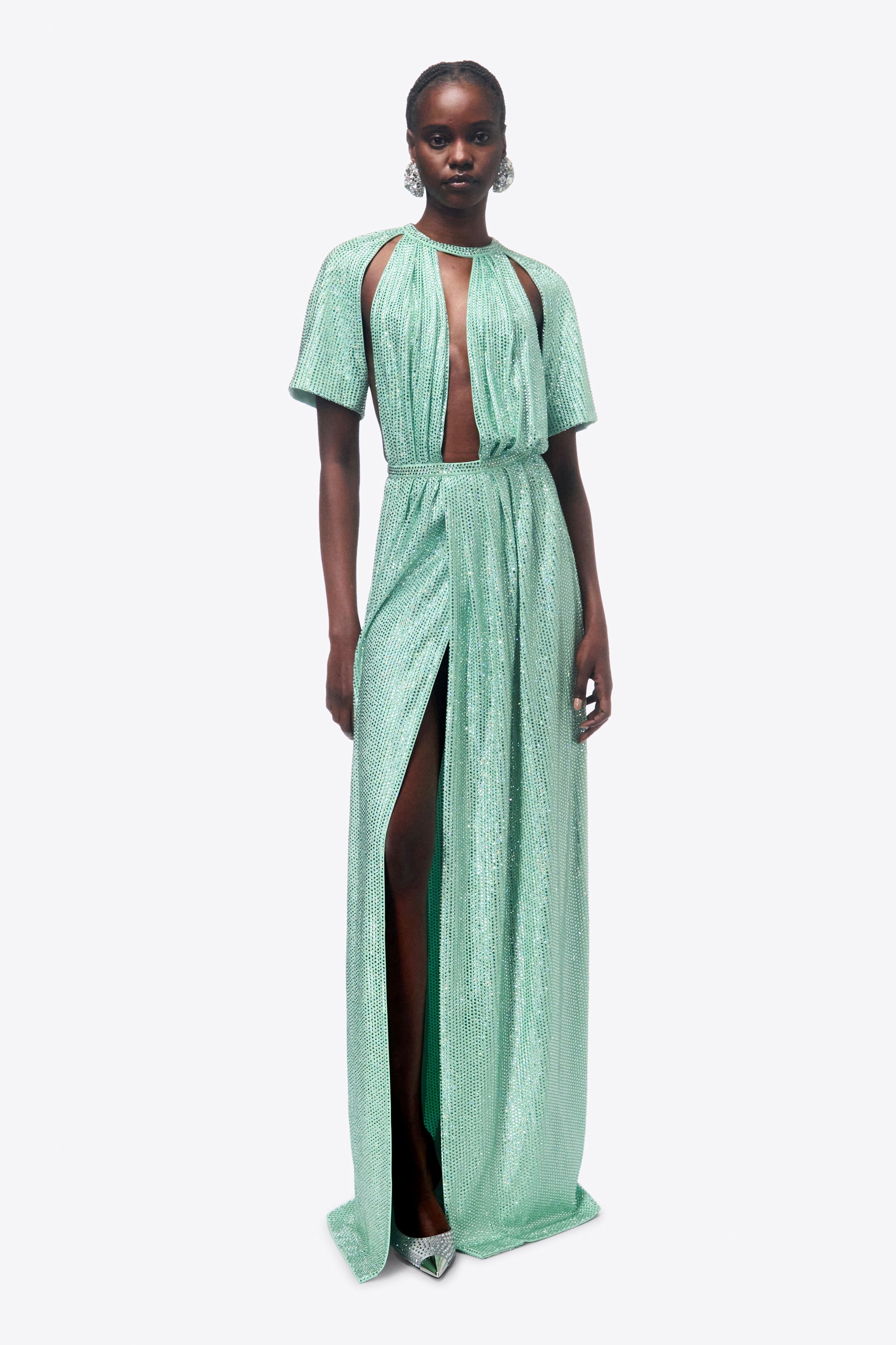 CRYTSAL EMBELLISHED T-SHIRT GOWN - 4