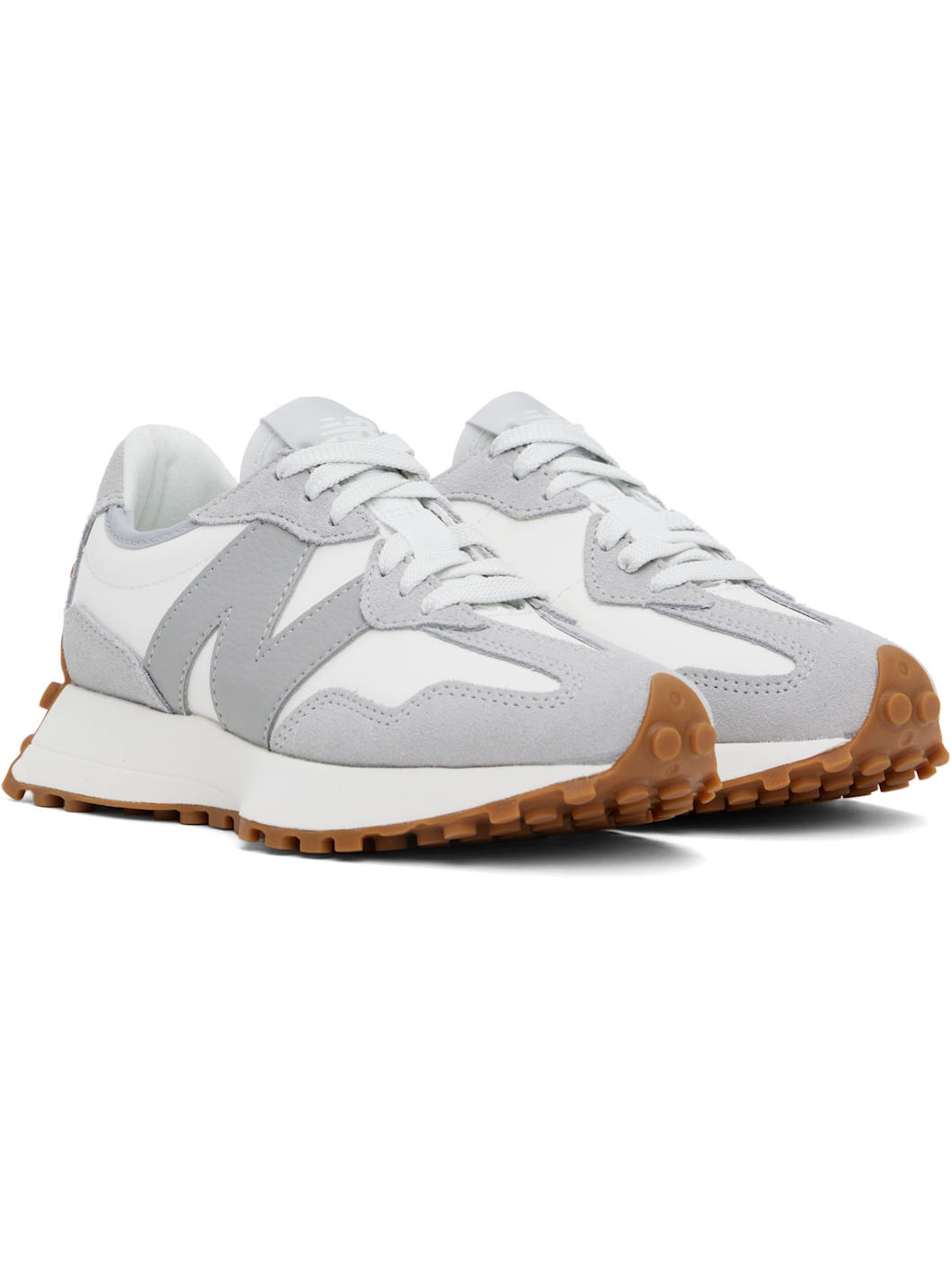 White & Gray 327 Sneakers - 4