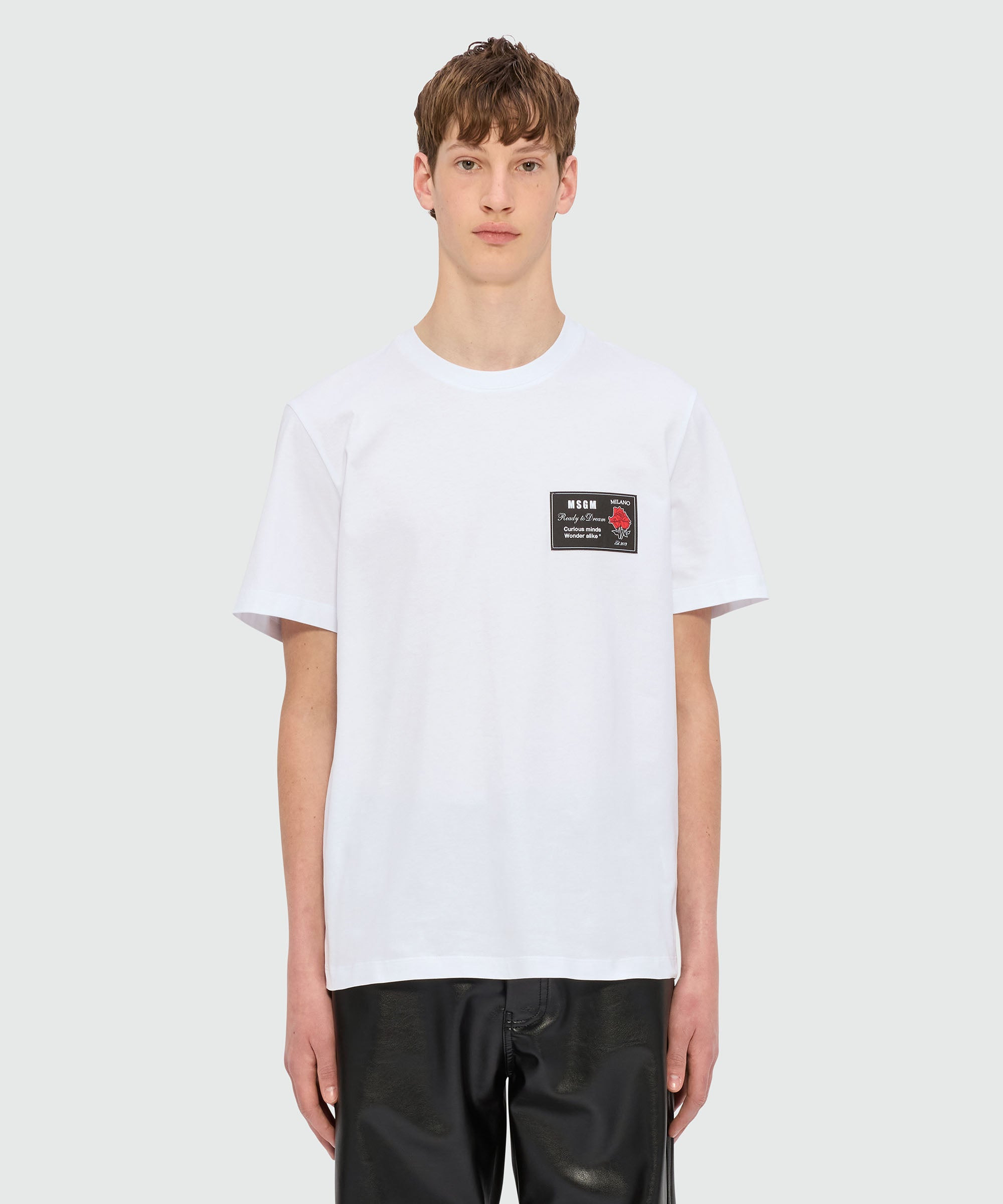 White jersey T-shirt with patch - 2