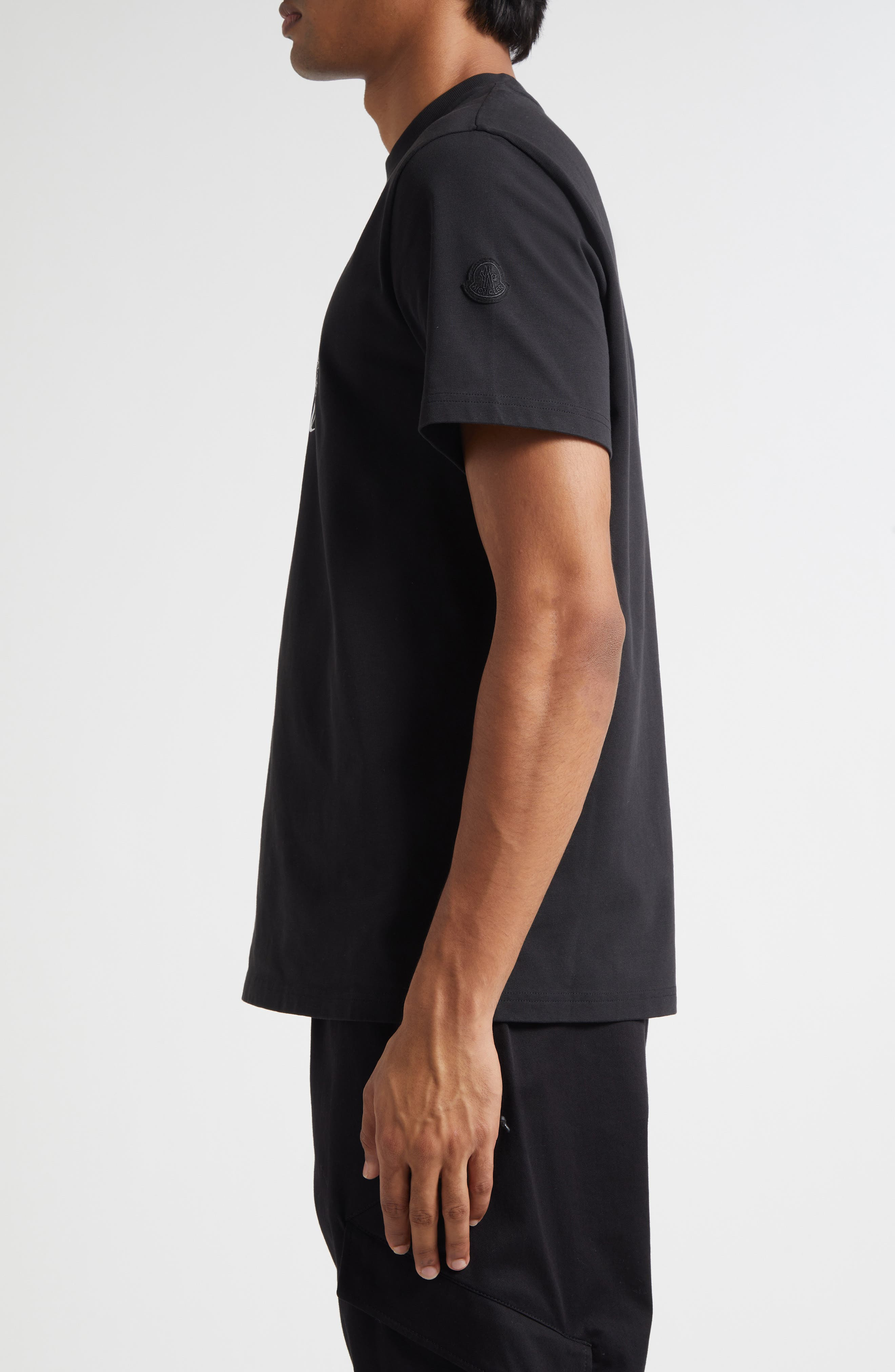 Moncler Black Mountain Logo Cotton Graphic T-Shirt in Smoky Black at Nordstrom - 4