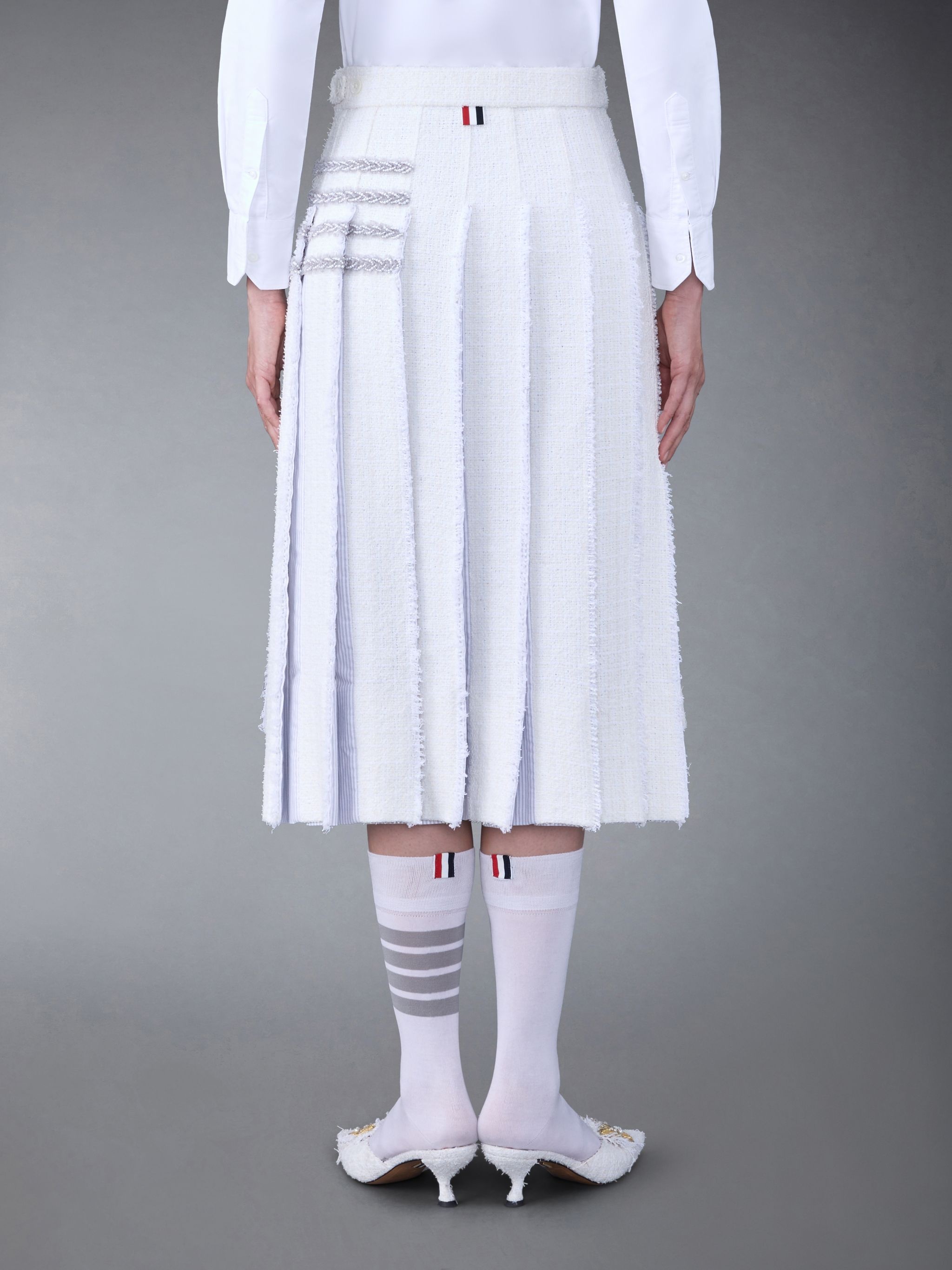 4-Bar tweed pleated skirt - 3