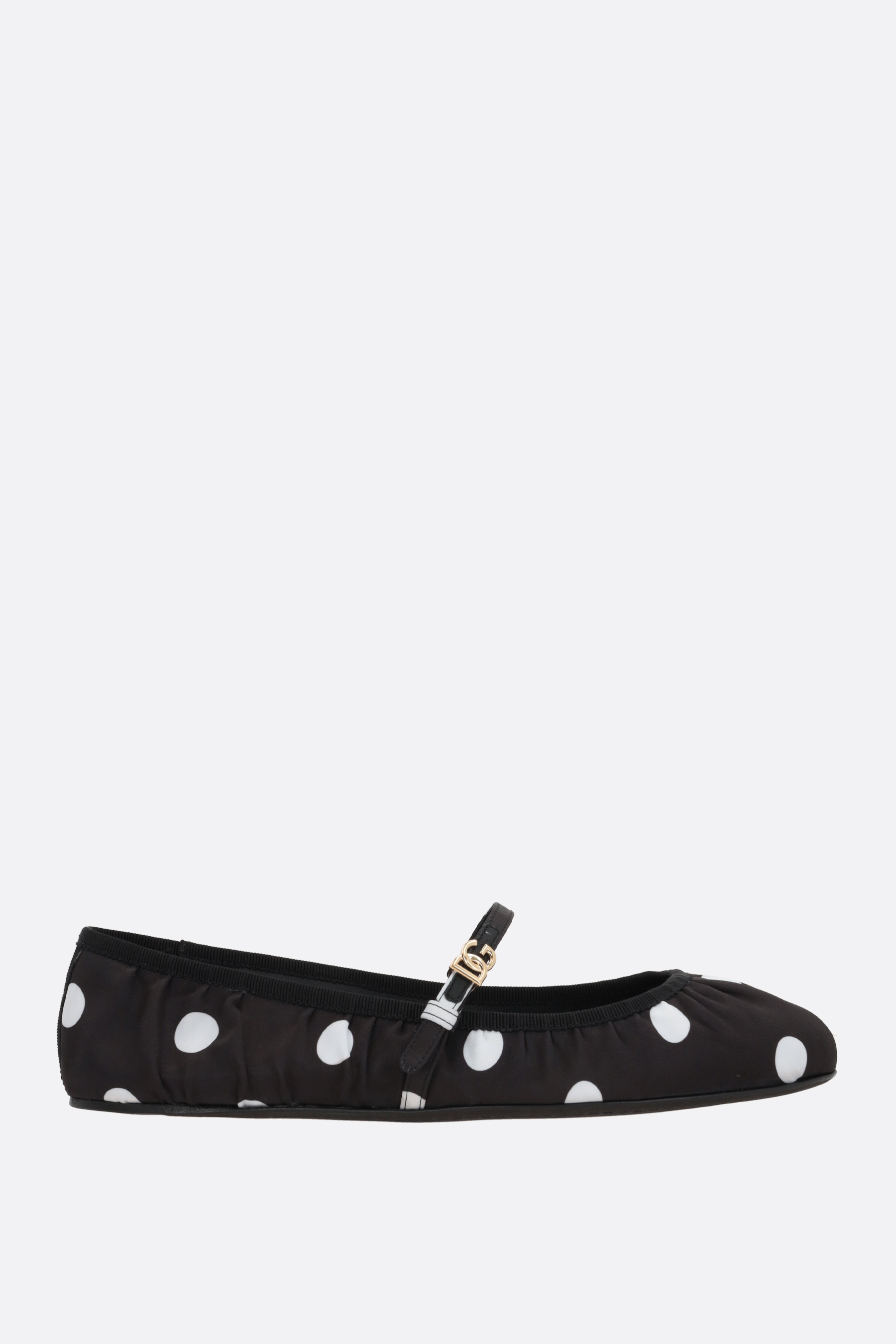バレエシューズ DOLCE & GABBANA ODETTE POLKA-DOT PRINT SATIN BALLERINAS Odette polka-dot satin ballet flats in black - Dolce Gabbana