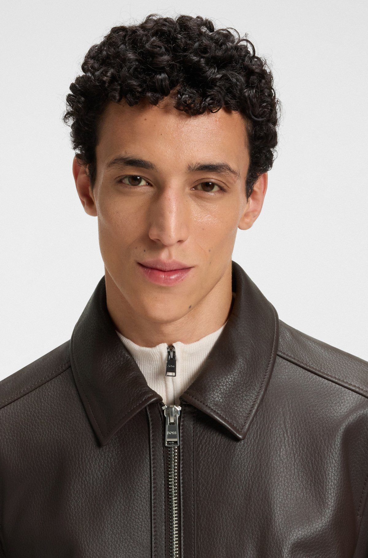 REGULAR-FIT LEATHER JACKET WITH ZIP CLOSURE - 5