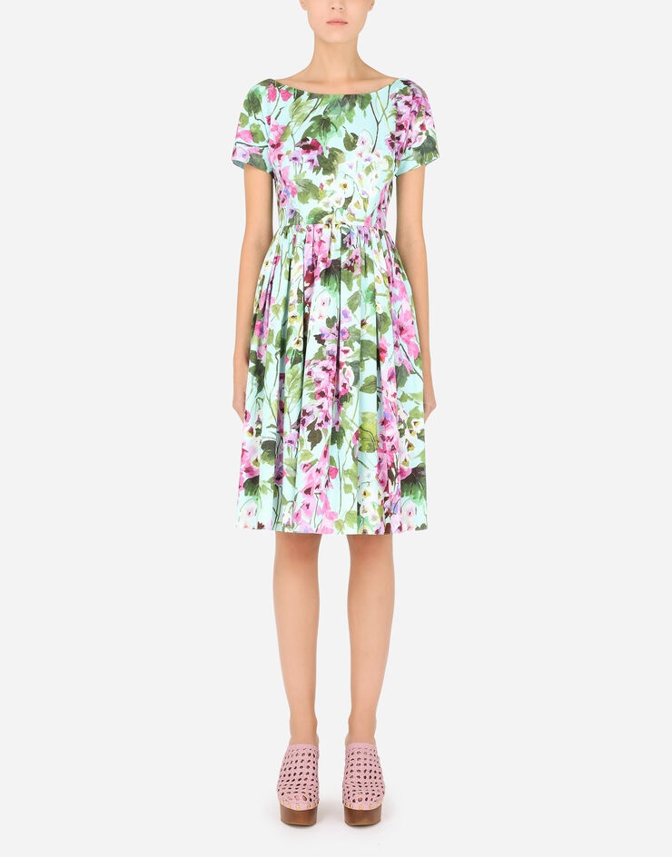 Bluebell-print poplin midi dress - 1