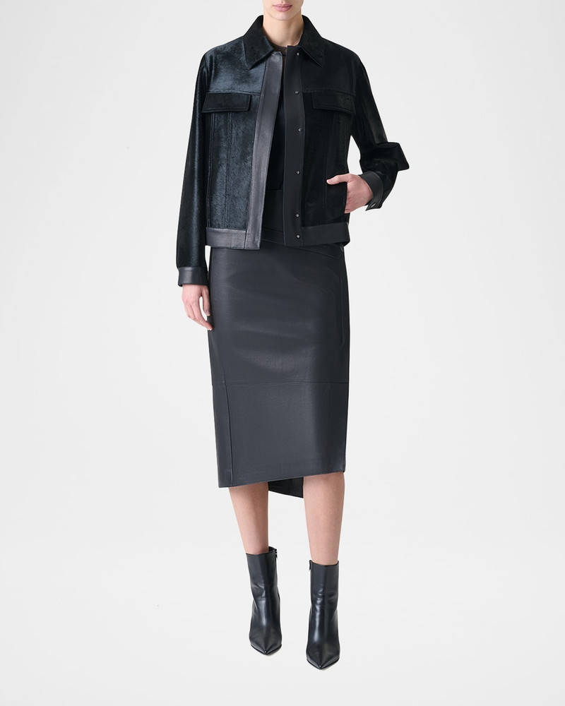 AKRIS Gemini Calf Shearling and Leather Trucker Jacket outlook