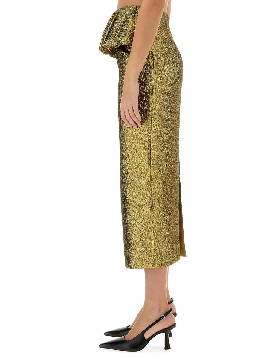 Self-Portrait Women Metallic Jacquard Midi Skirt - 4
