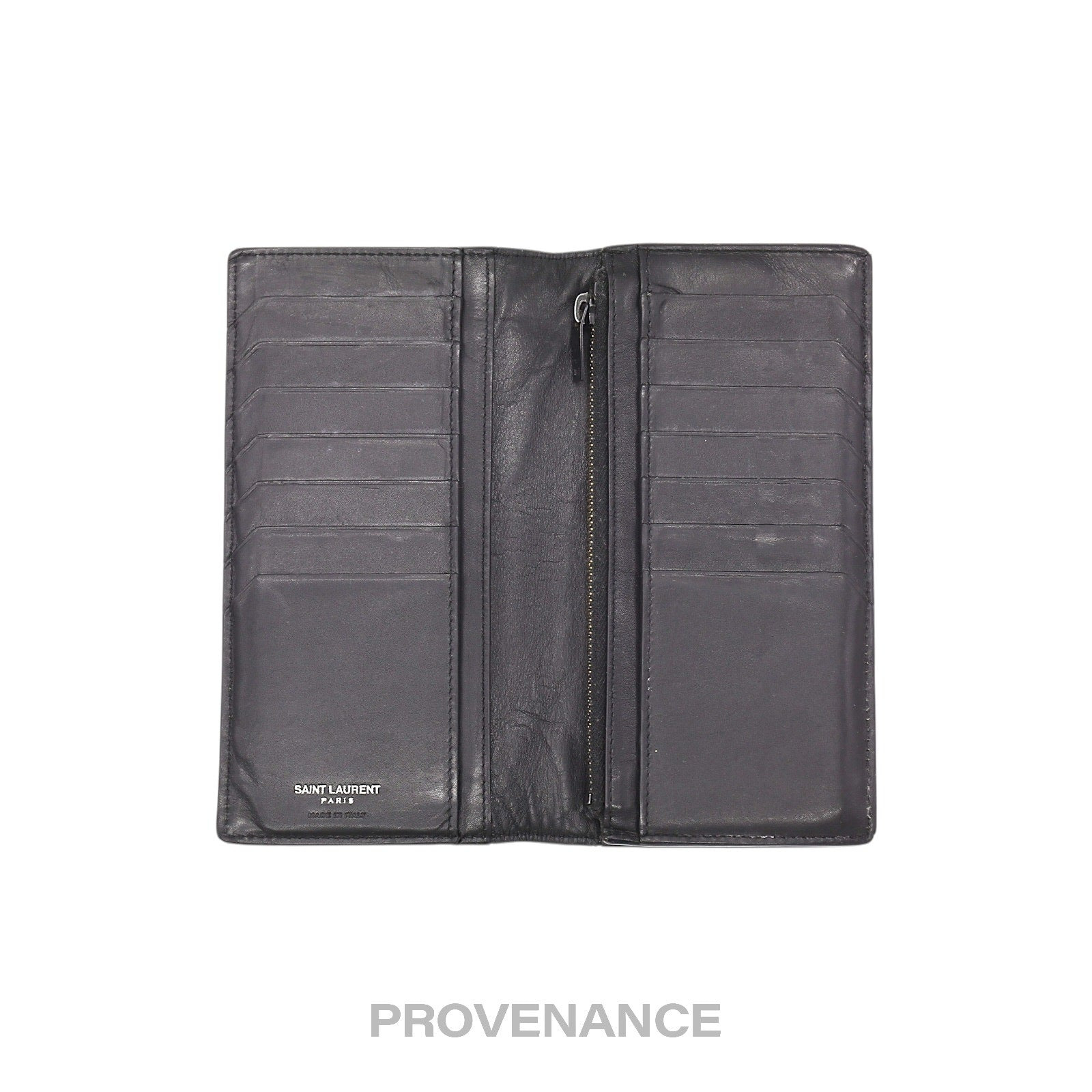 Saint Laurent Paris SLP Long Wallet - Black Calfskin Leather - 5