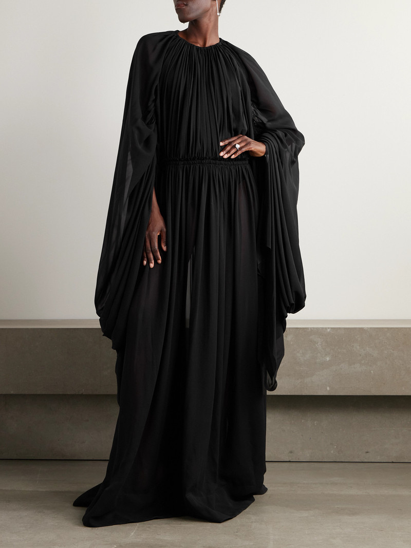 Lanvin Cape-effect Gathered Silk-chiffon Gown outlook