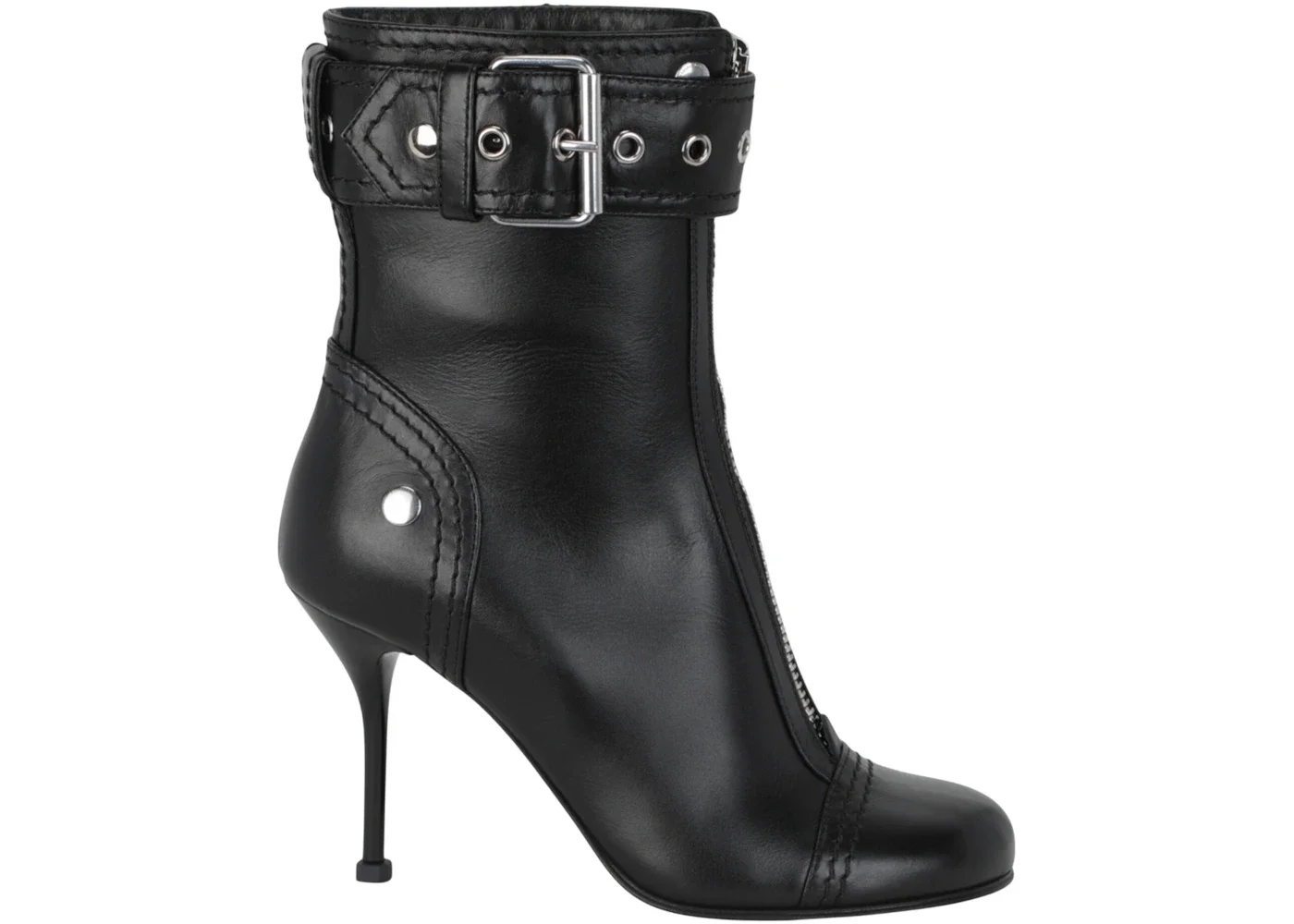 Alexander McQueen Buckle Detailed Ankle Boots Black Silver (Women's) - 1
