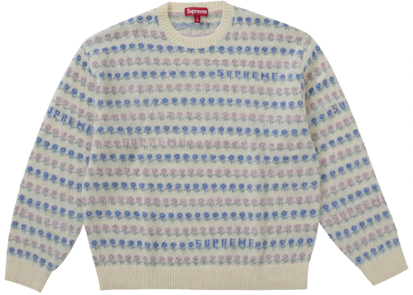Supreme Flowers Metallic Sweater Ivory - 1